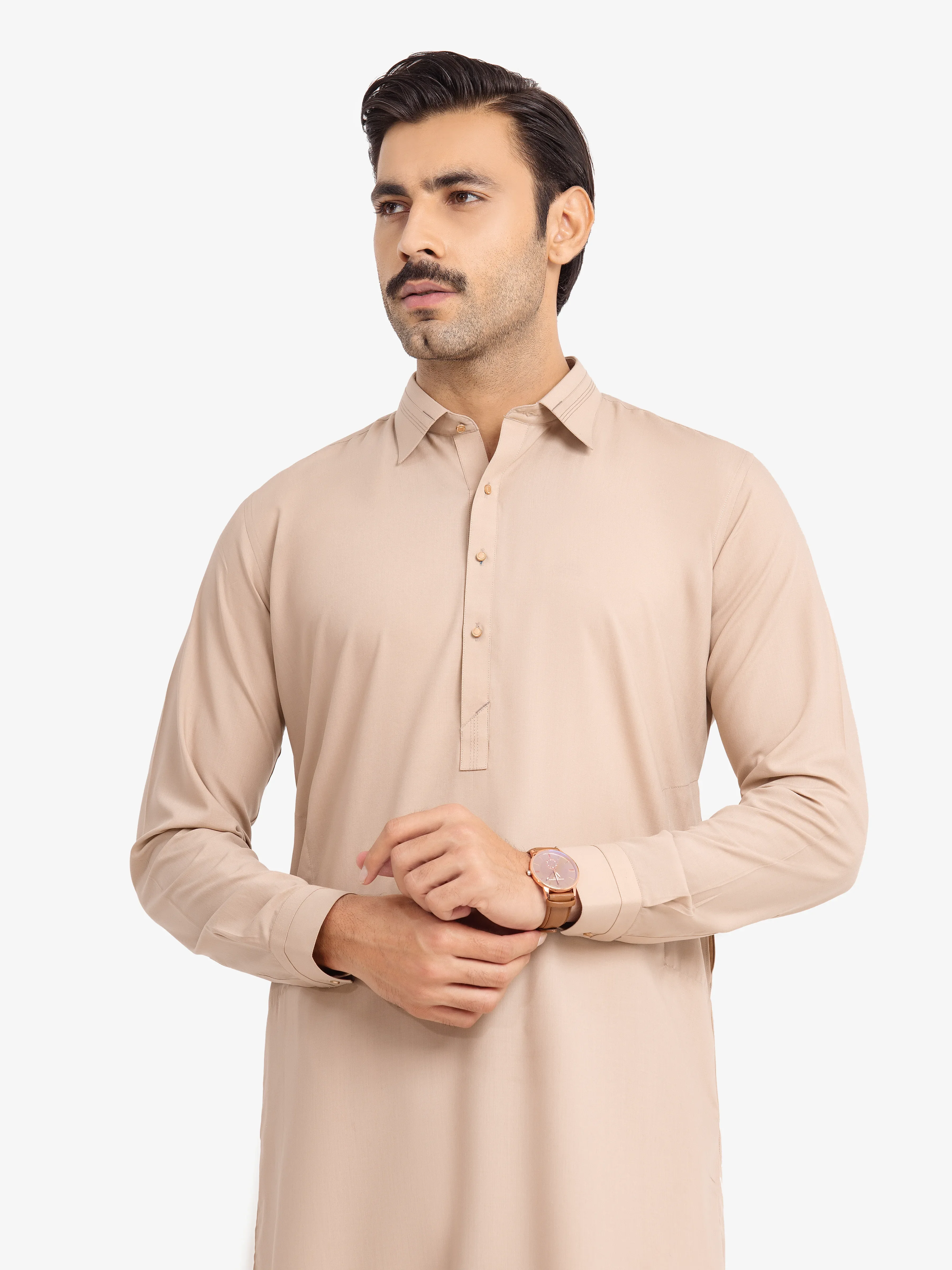Men's Beige Shalwar Kameez - EMTKST24S-99487 - Image 2