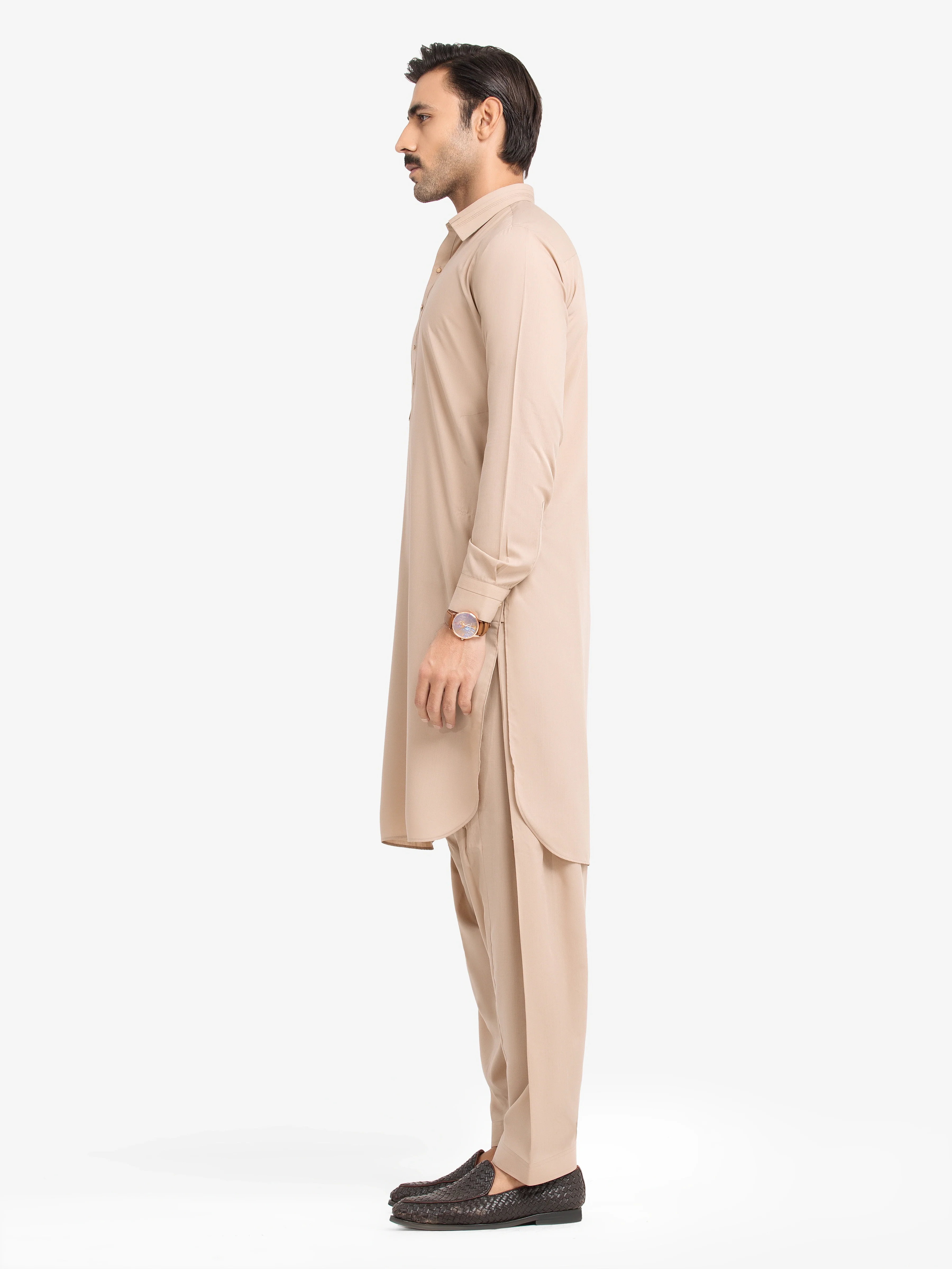 Men's Beige Shalwar Kameez - EMTKST24S-99487 - Image 4