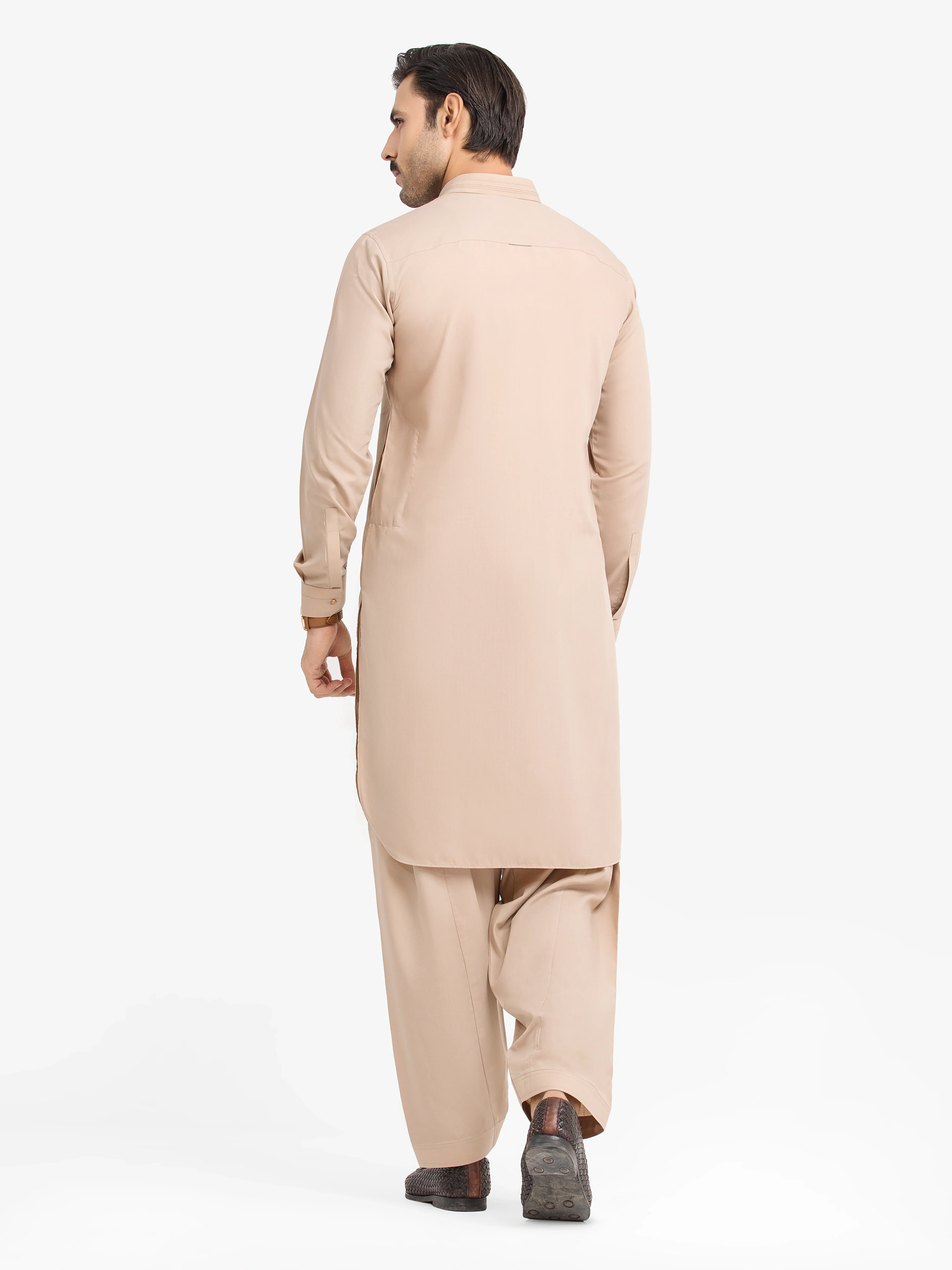 Men's Beige Shalwar Kameez - EMTKST24S-99487 - Image 5