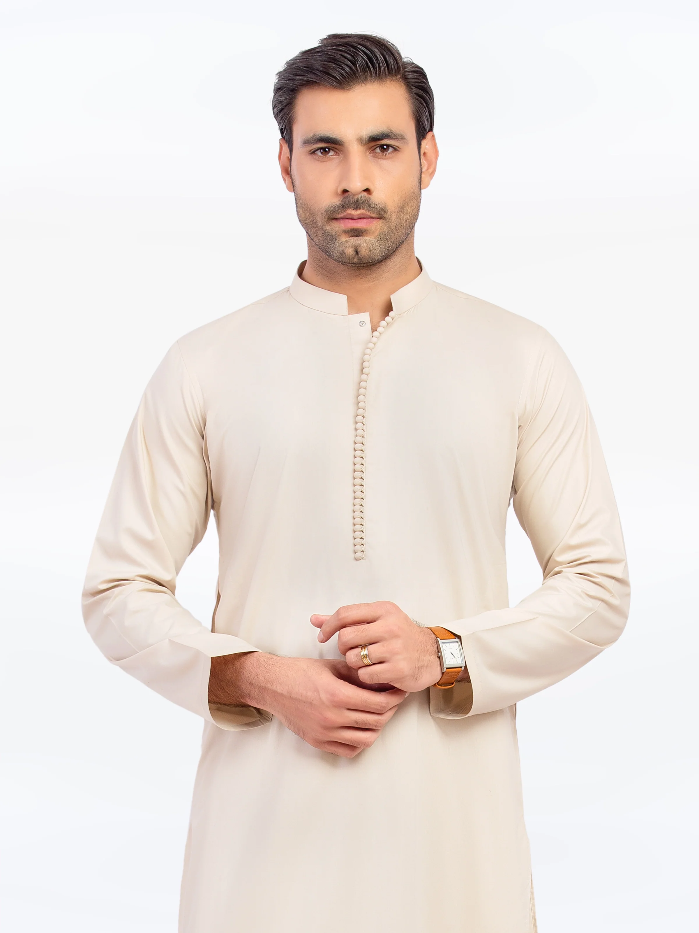 Men's Beige Shalwar Kameez - EMTKST5-99574 - Image 2