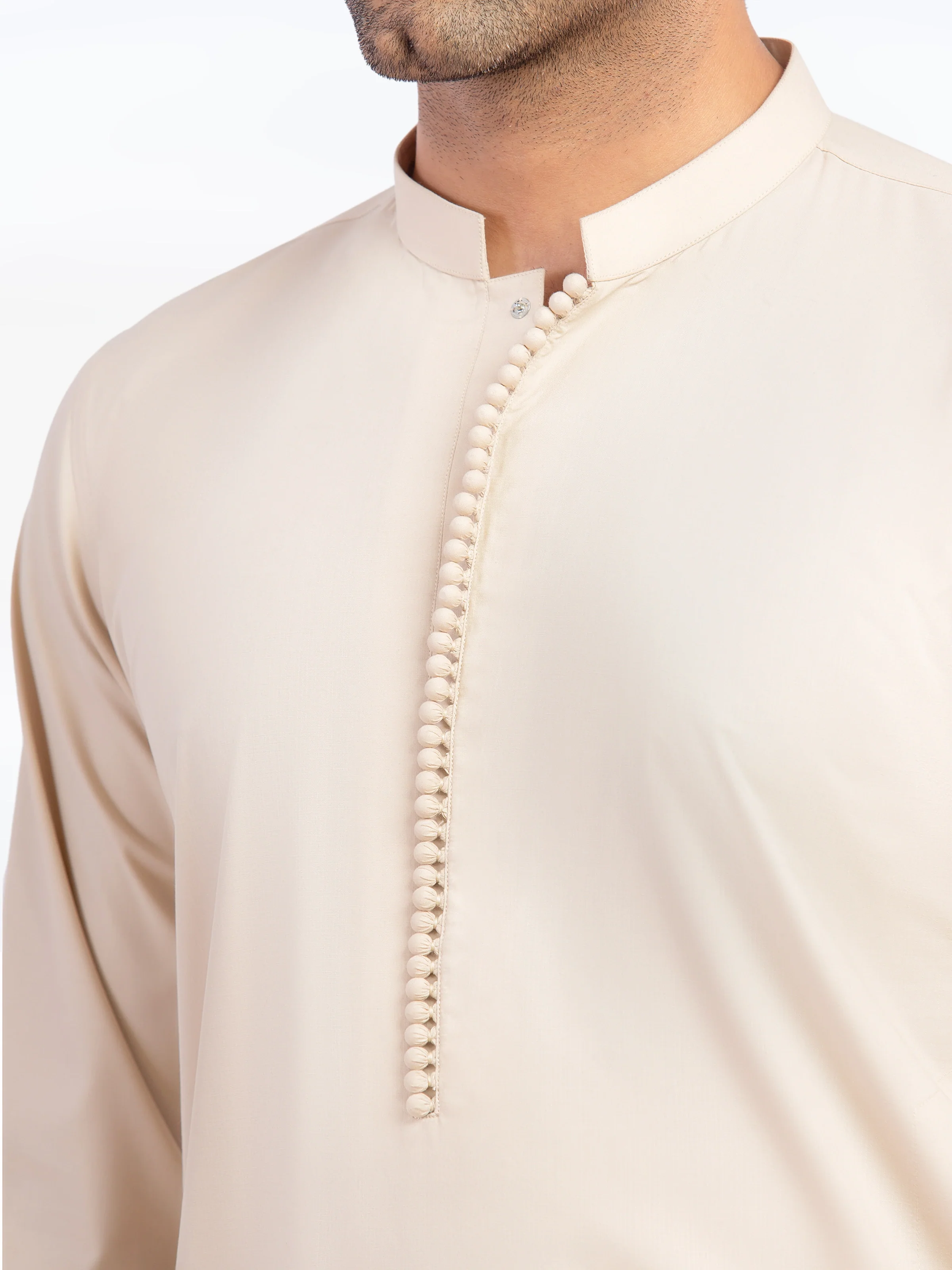 Men's Beige Shalwar Kameez - EMTKST5-99574 - Image 3