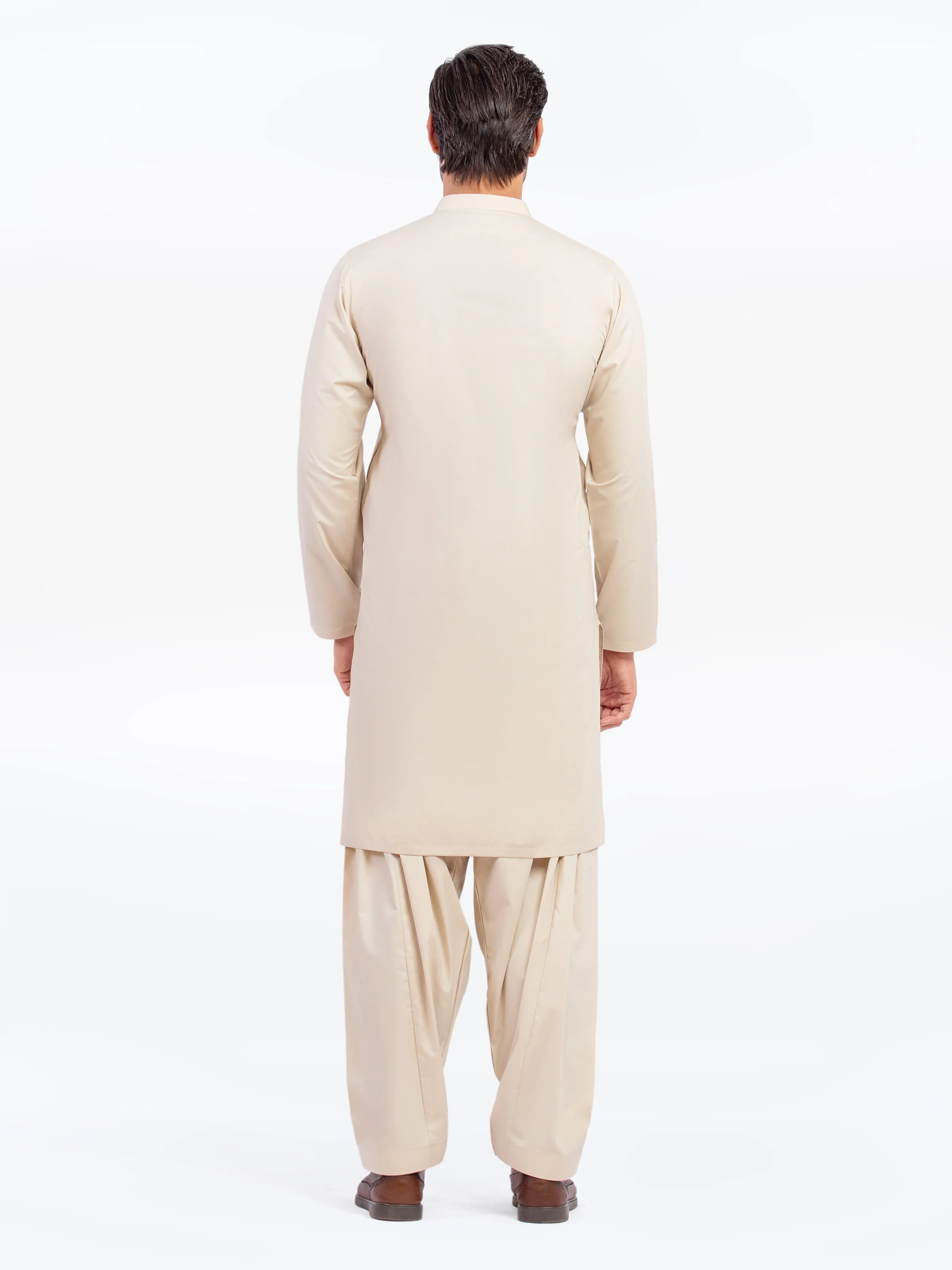 Men's Beige Shalwar Kameez - EMTKST5-99574 - Image 5