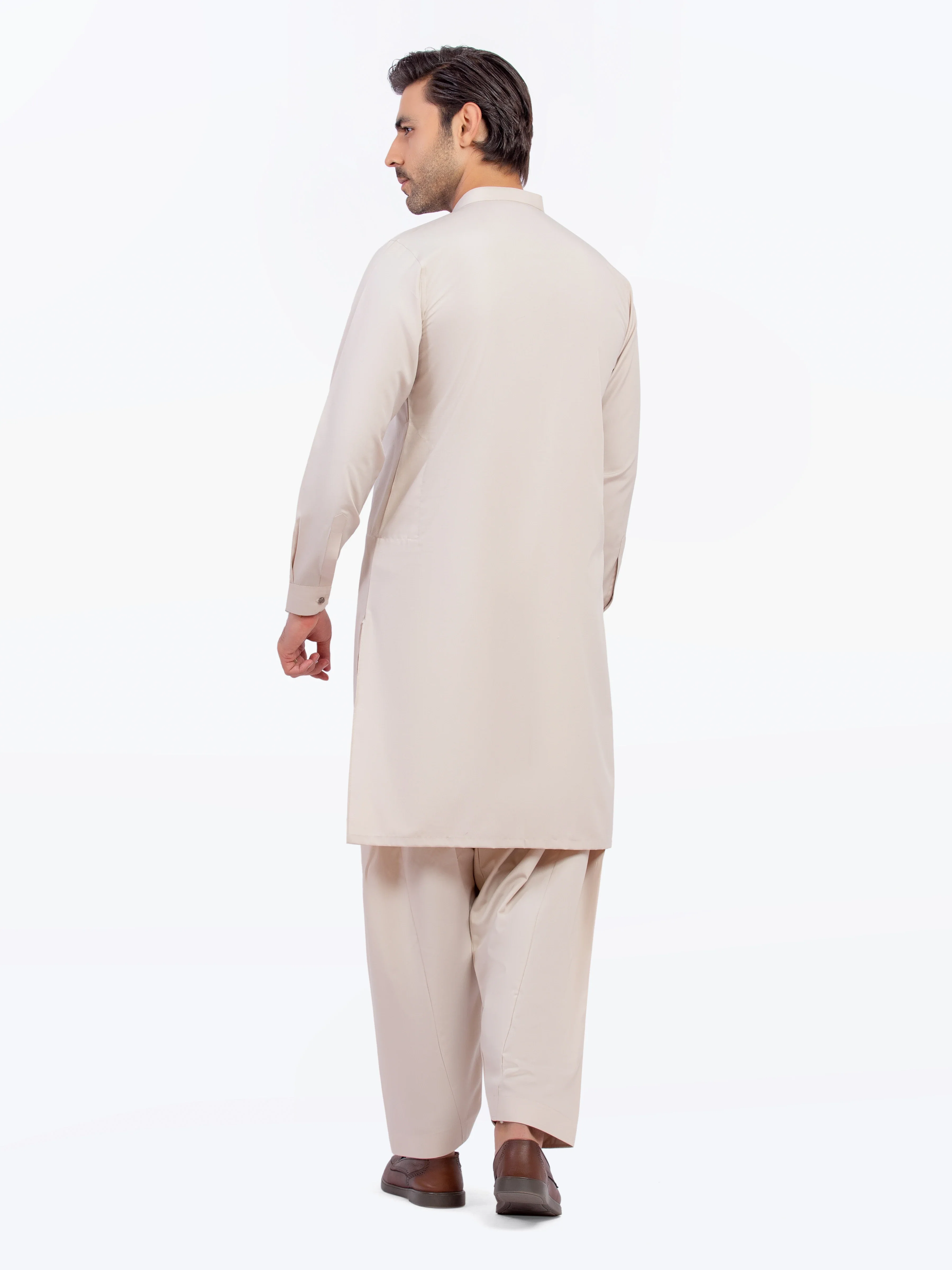 Men's Beige Shalwar Kameez - EMTKST5-99577 - Image 5