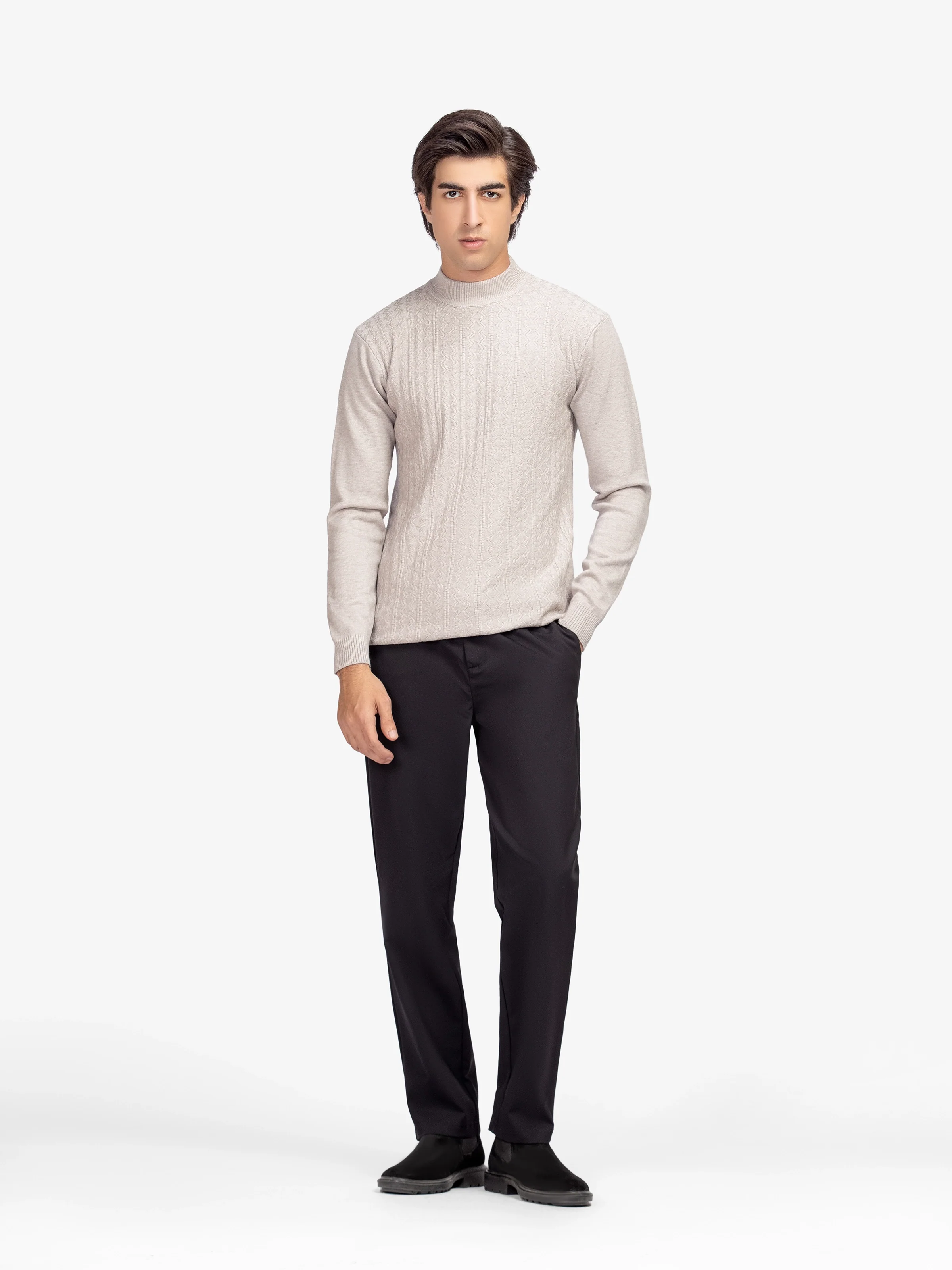 Men's Beige Sweater - EMTSWT5-008 - Image 3