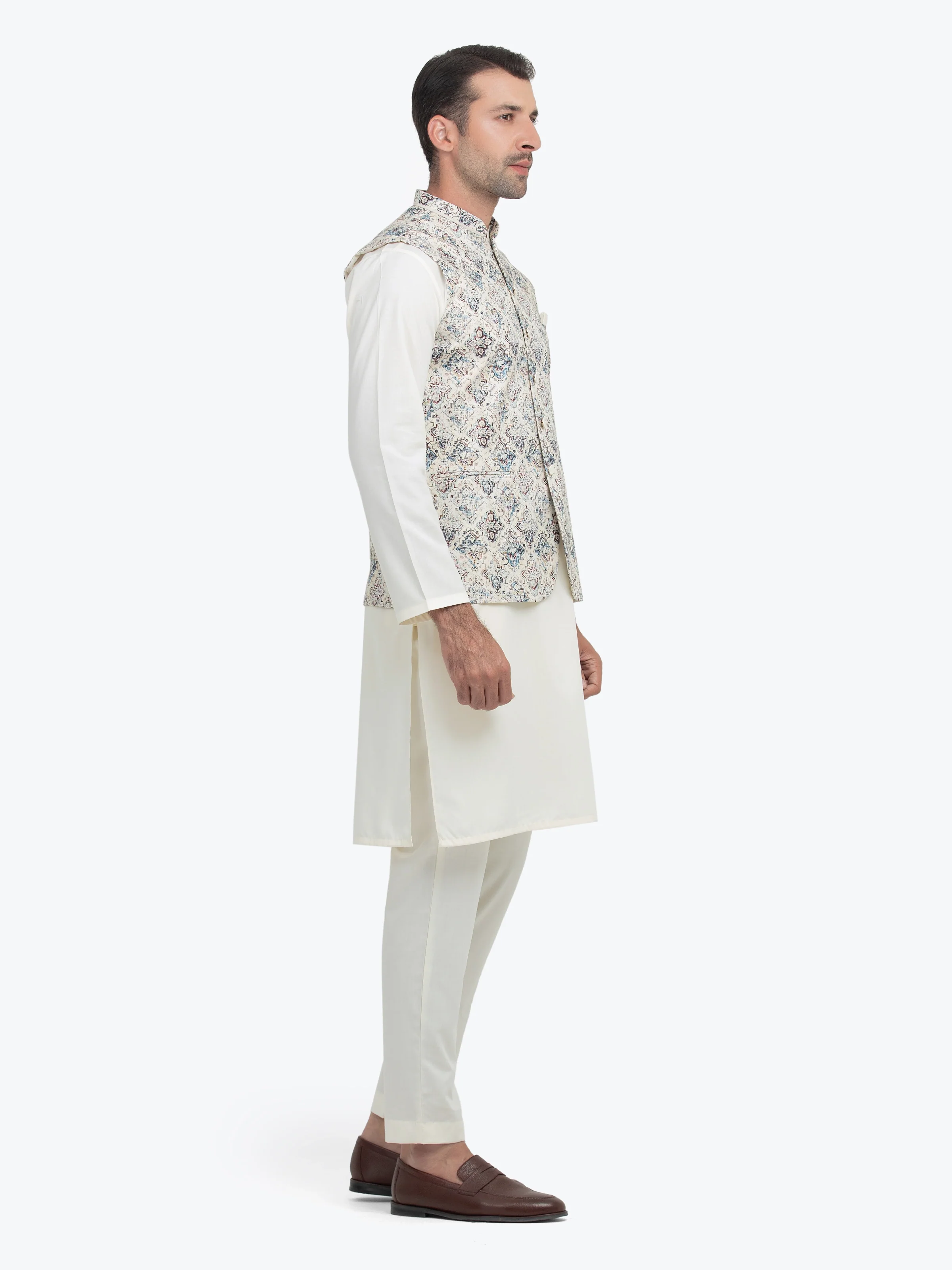 Men's Beige Waist Coat - EMTWC5-35933 - Image 4