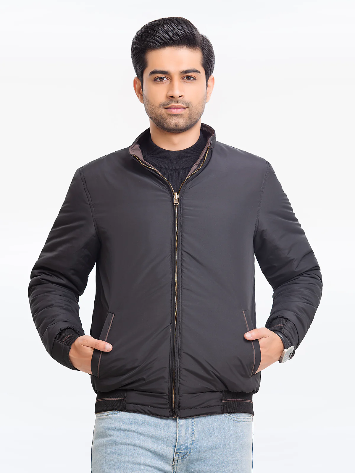 Men's Black & Brown Reversible Jacket - EMTJP23-002 - Image 4