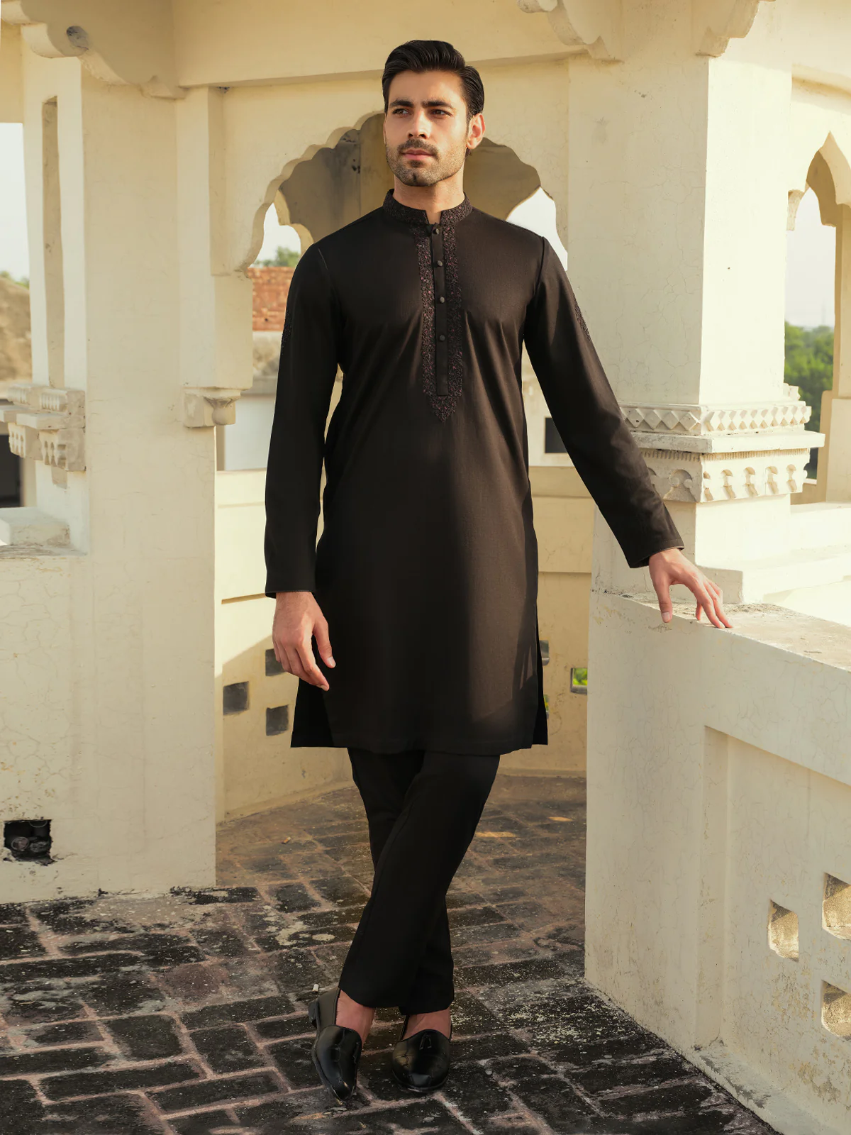 Men's Black Ceremonial Kurta - EMTKC23-094