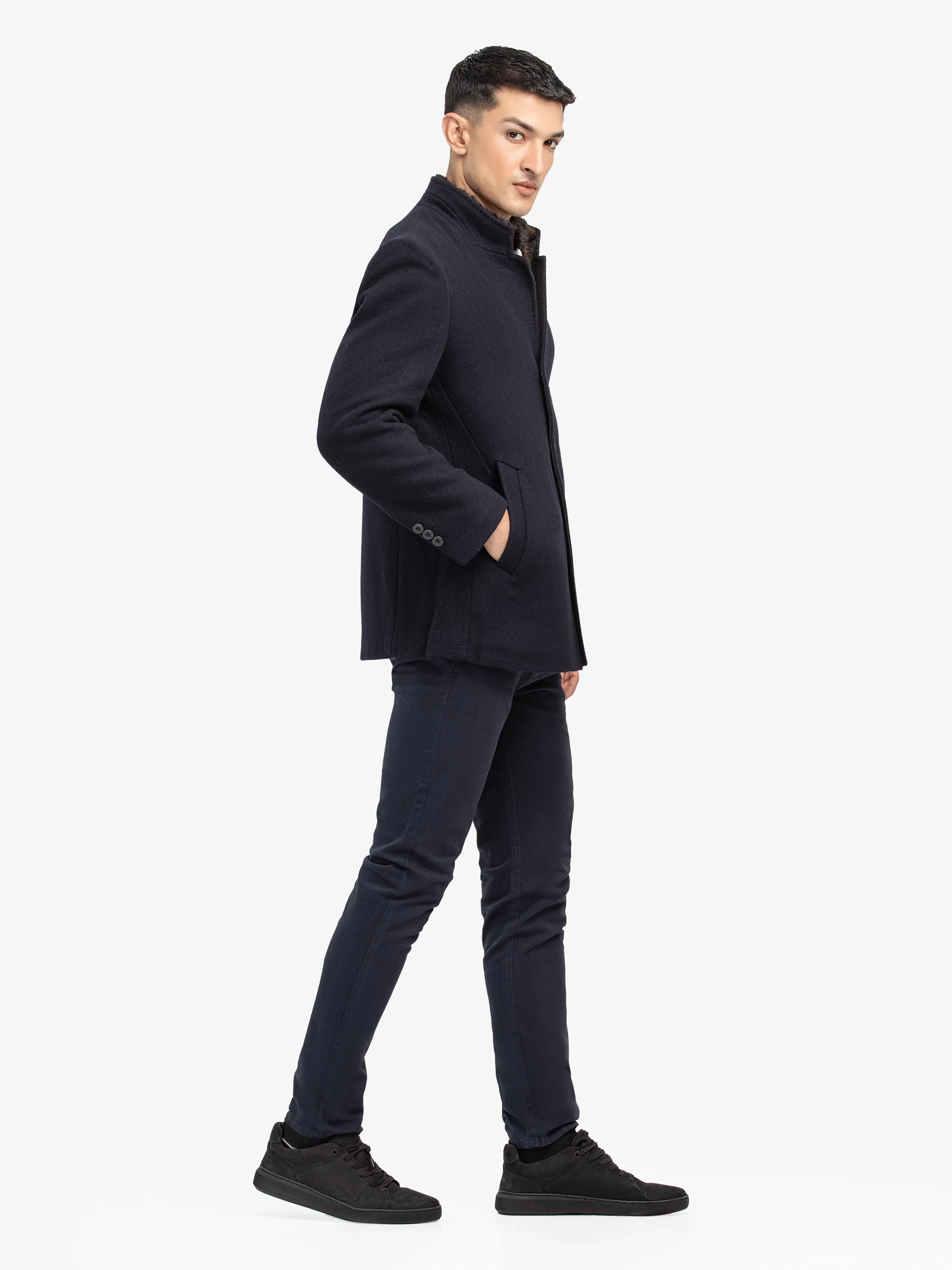 Men's Black Long Coat - EMTC24-004 - Image 4