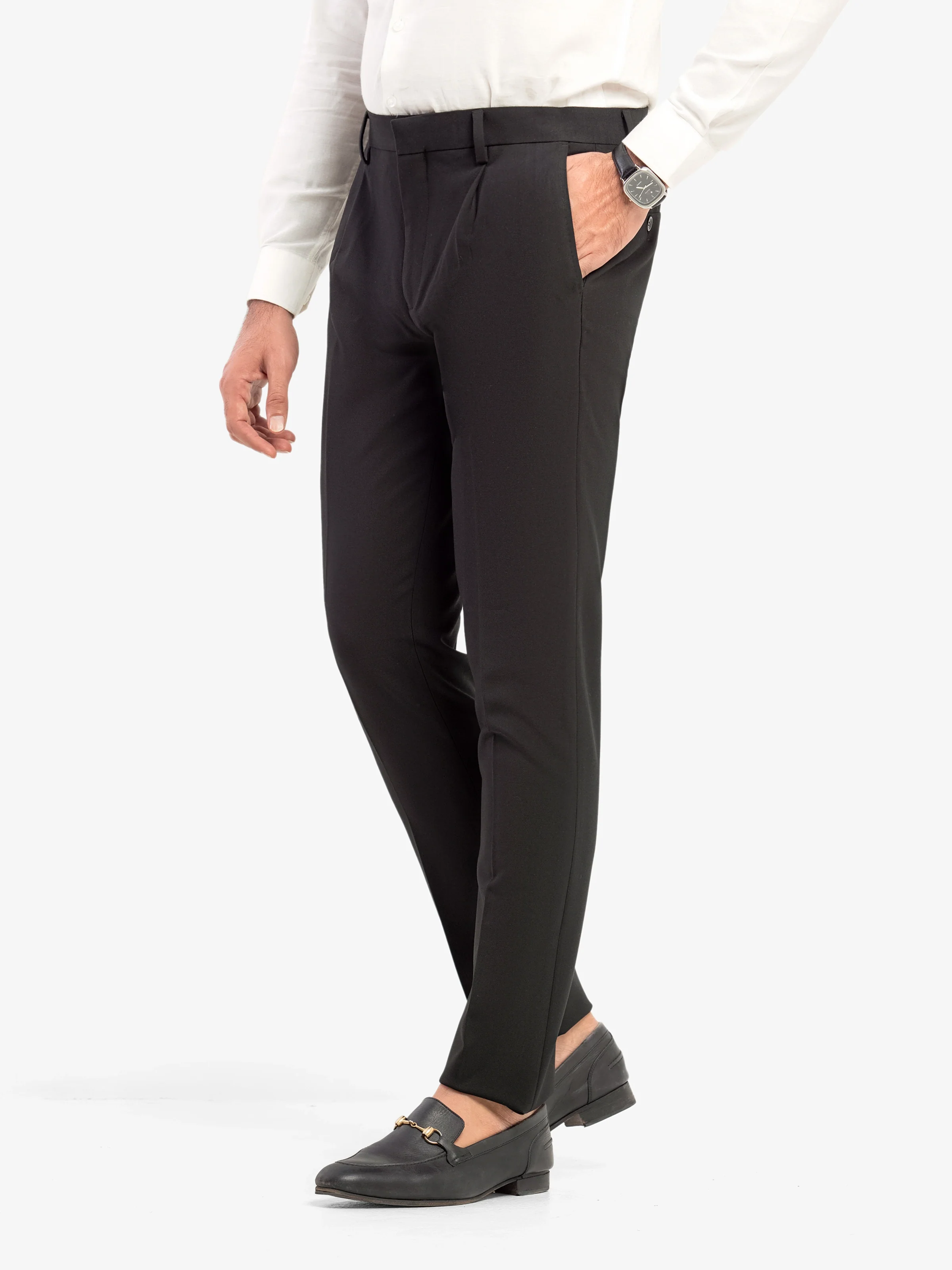 Men's Black Formal Pant - EMBPF5-15281 - Image 2