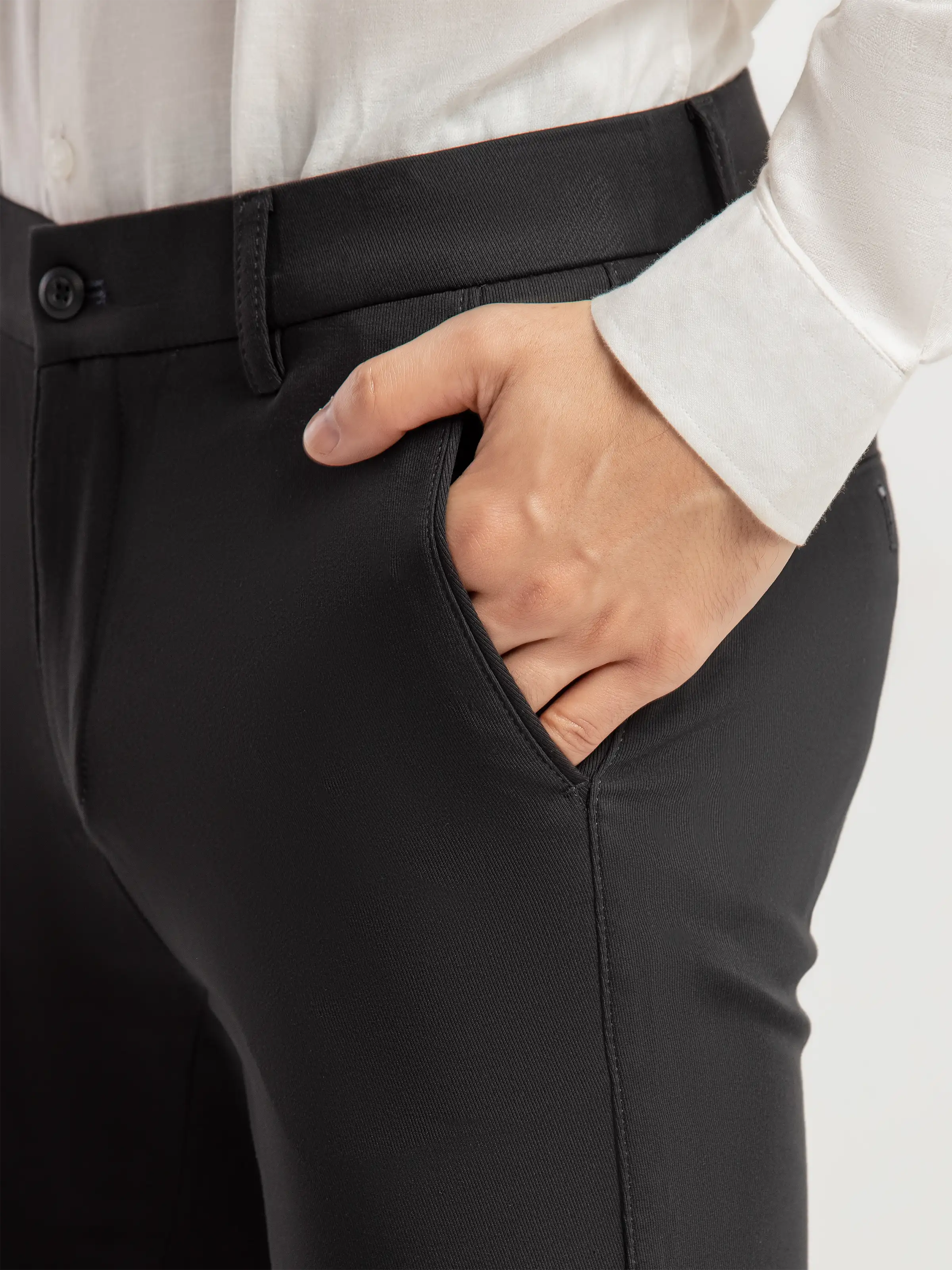 Men's Black Formal Pant - EMBPF6-15303 - Image 4