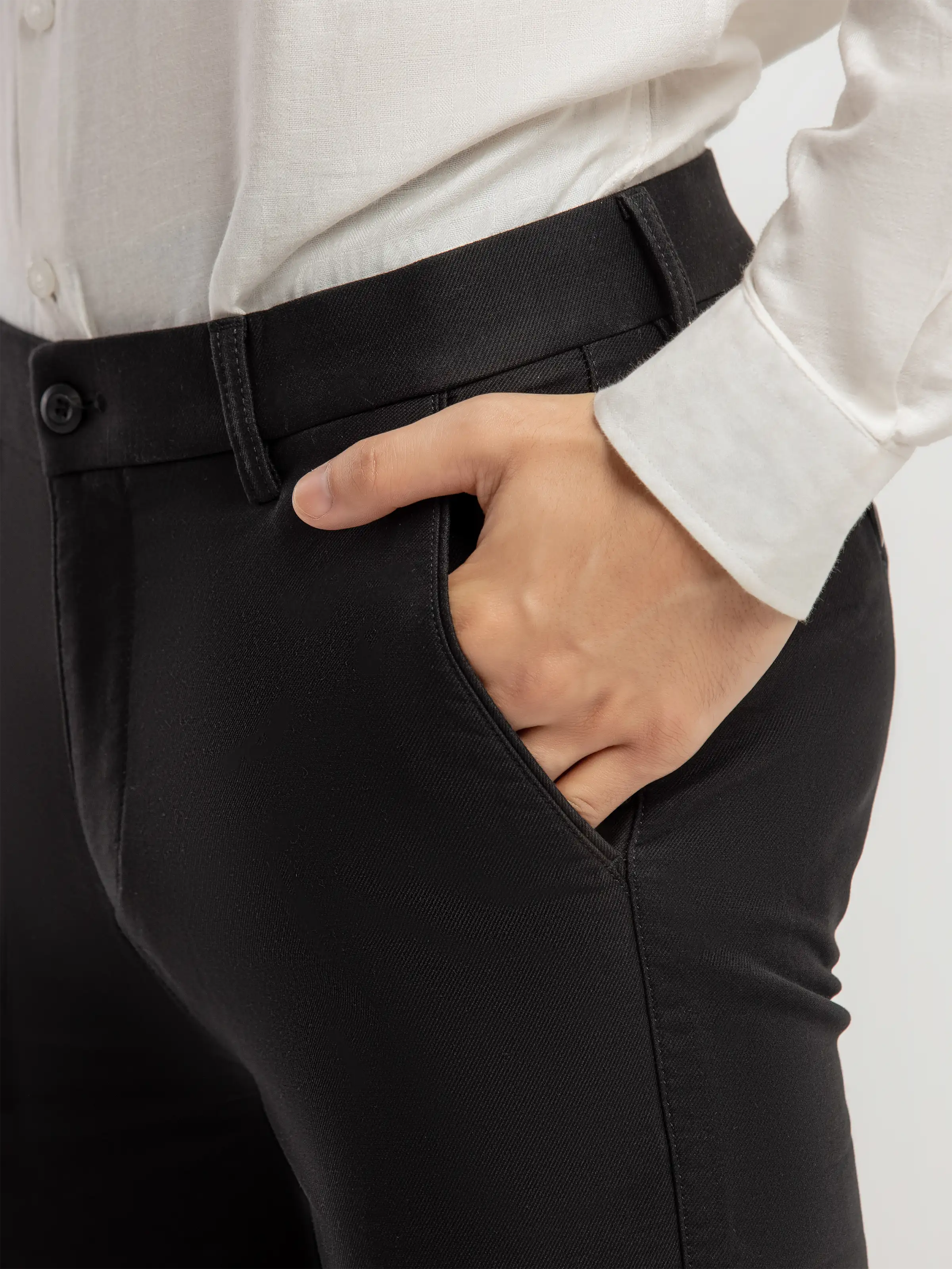Men's Black Formal Pant - EMBPF6-15304 - Image 3
