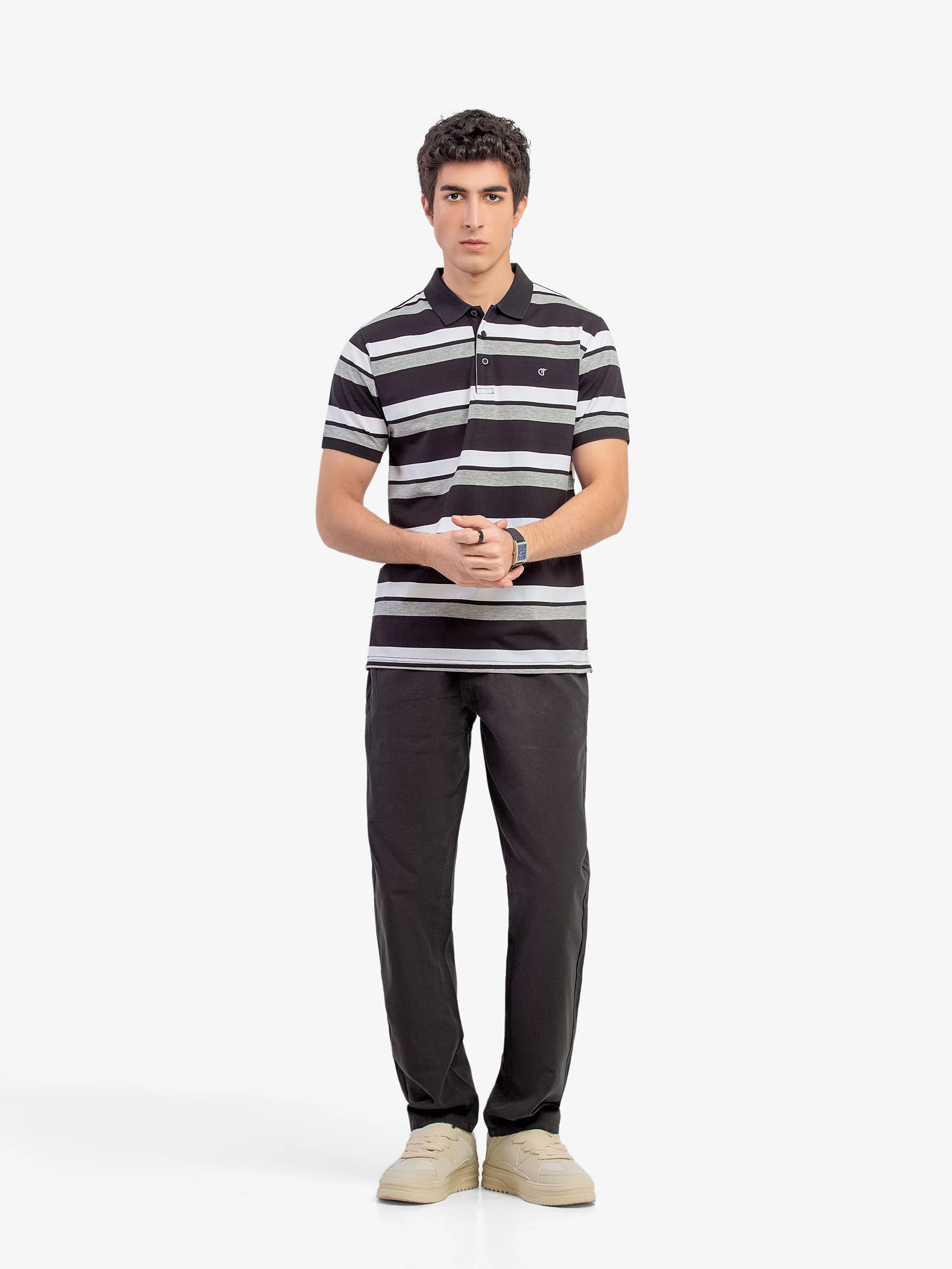 Men's Black & Grey Polo Shirt - EMTPS5-104 - Image 2