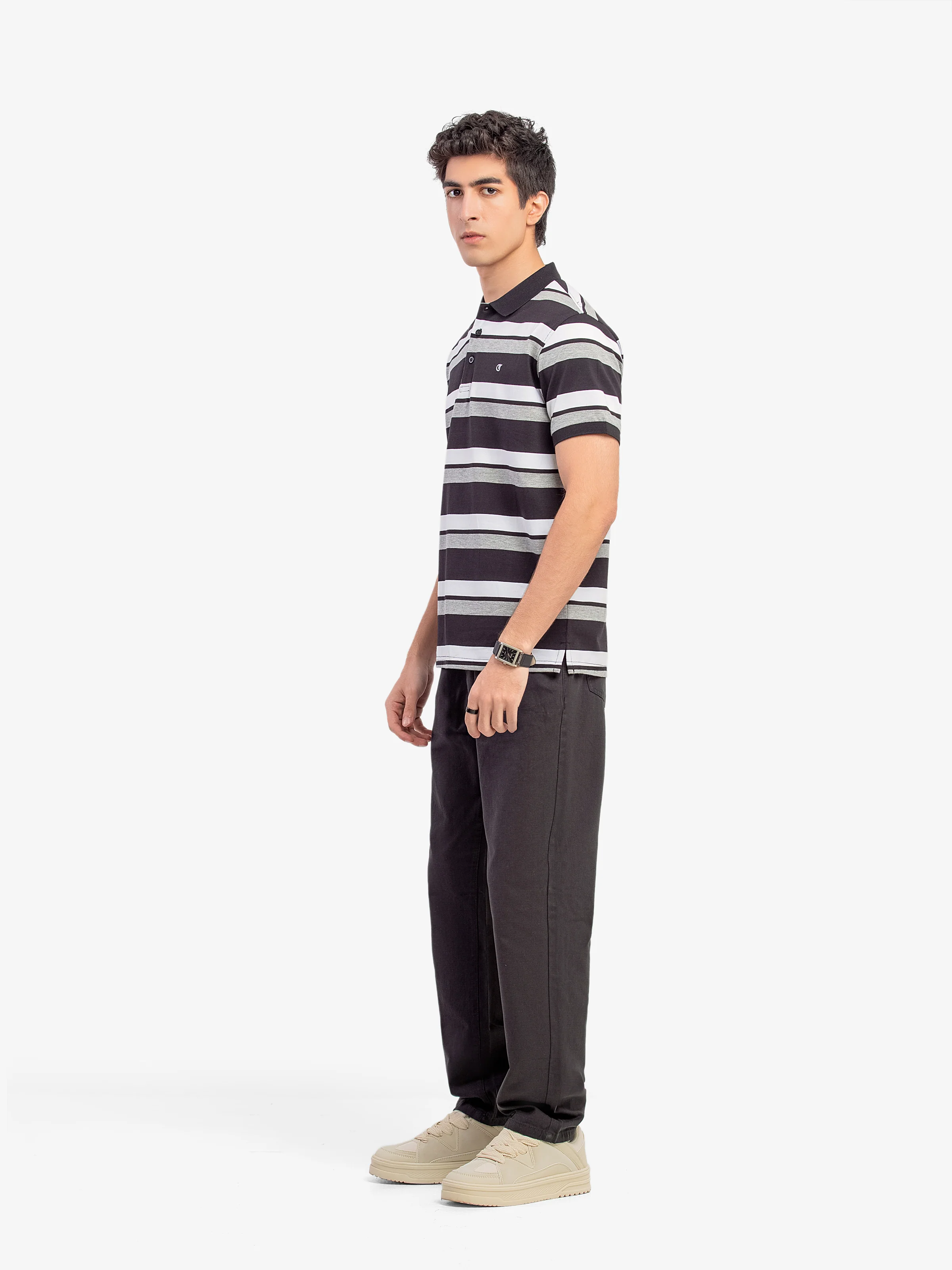 Men's Black & Grey Polo Shirt - EMTPS5-104 - Image 5