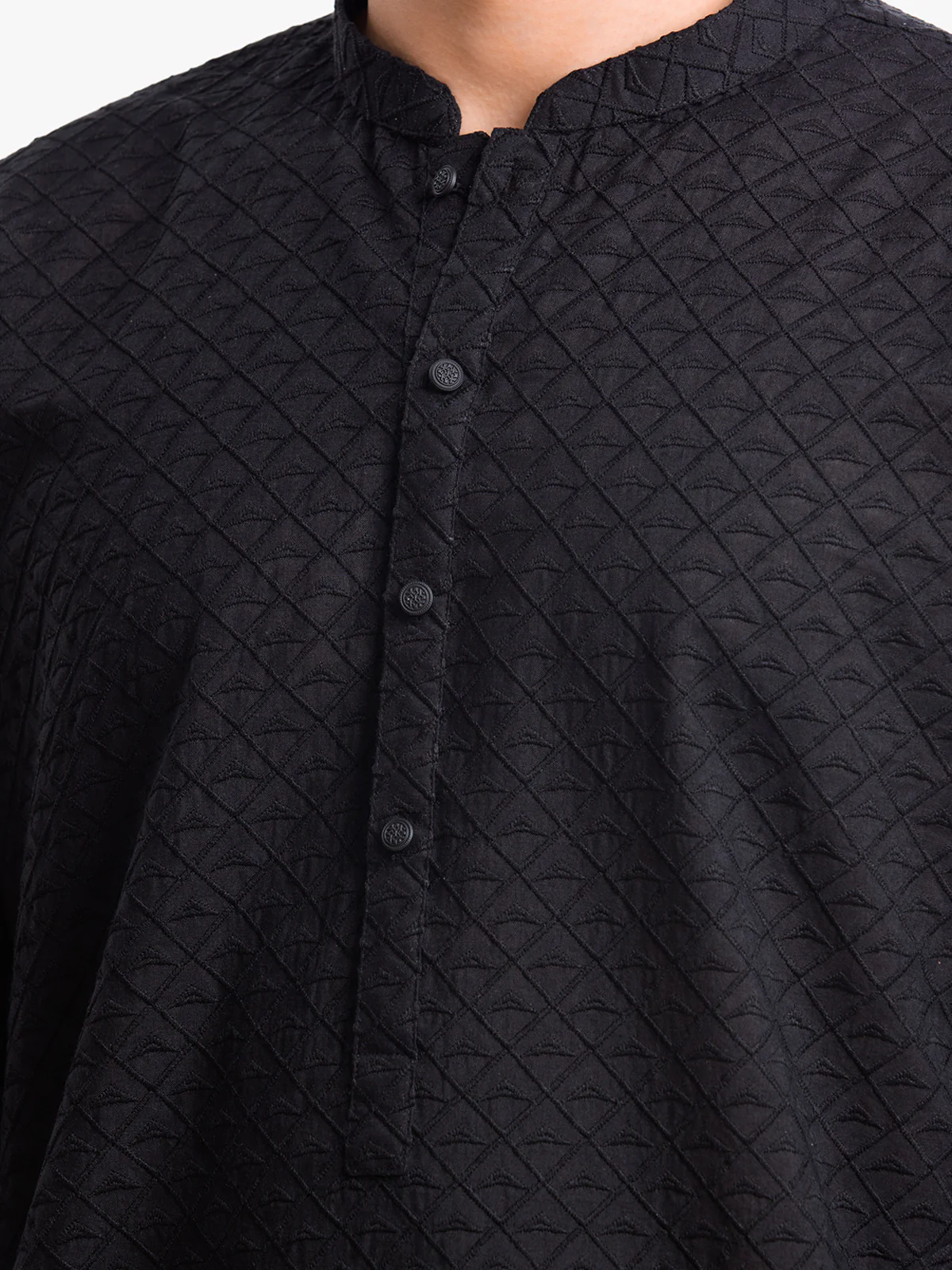 Men's Black Kurta - EMTK24-99422 - Image 4
