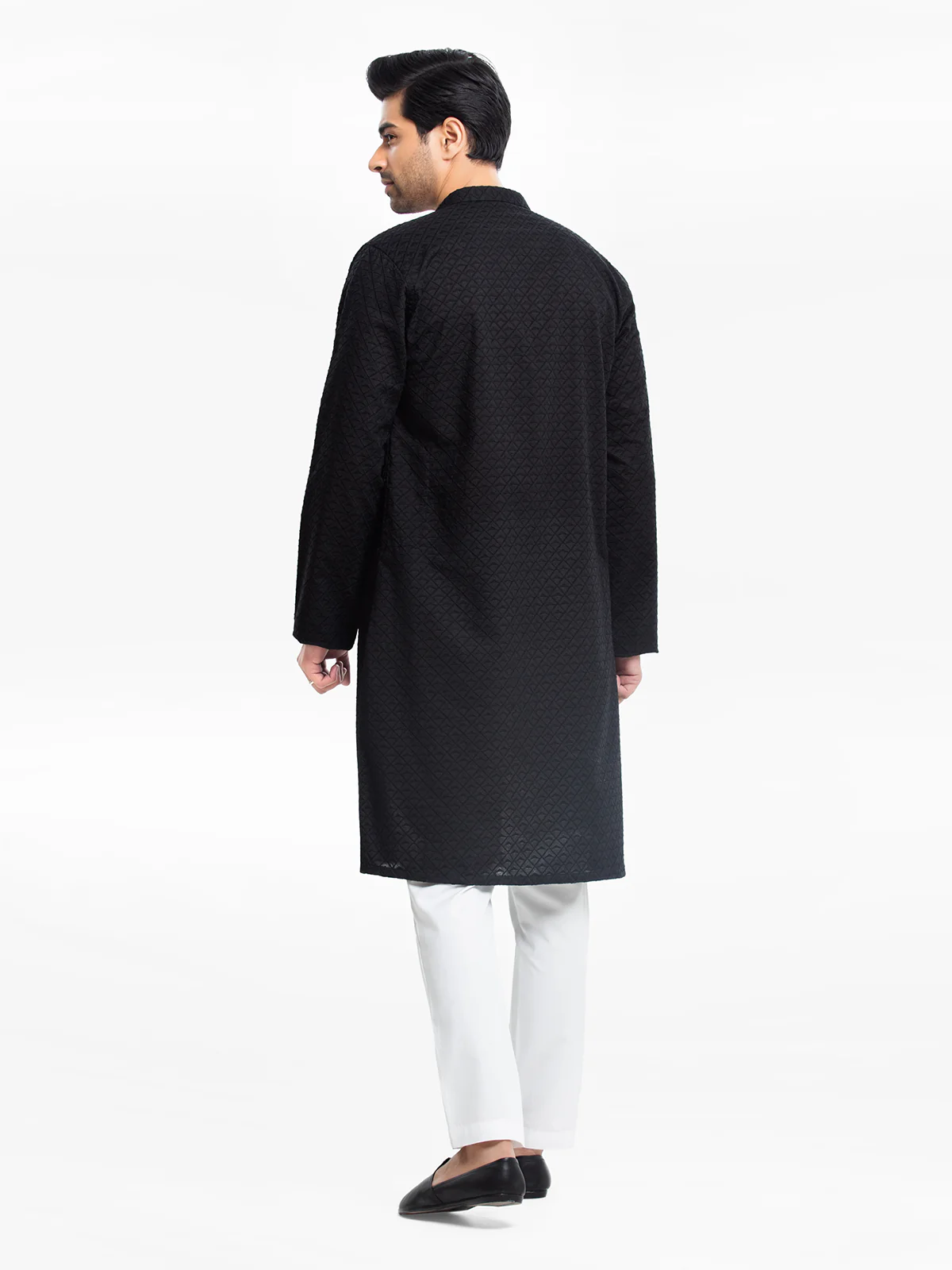 Men's Black Kurta - EMTK24-99422 - Image 5