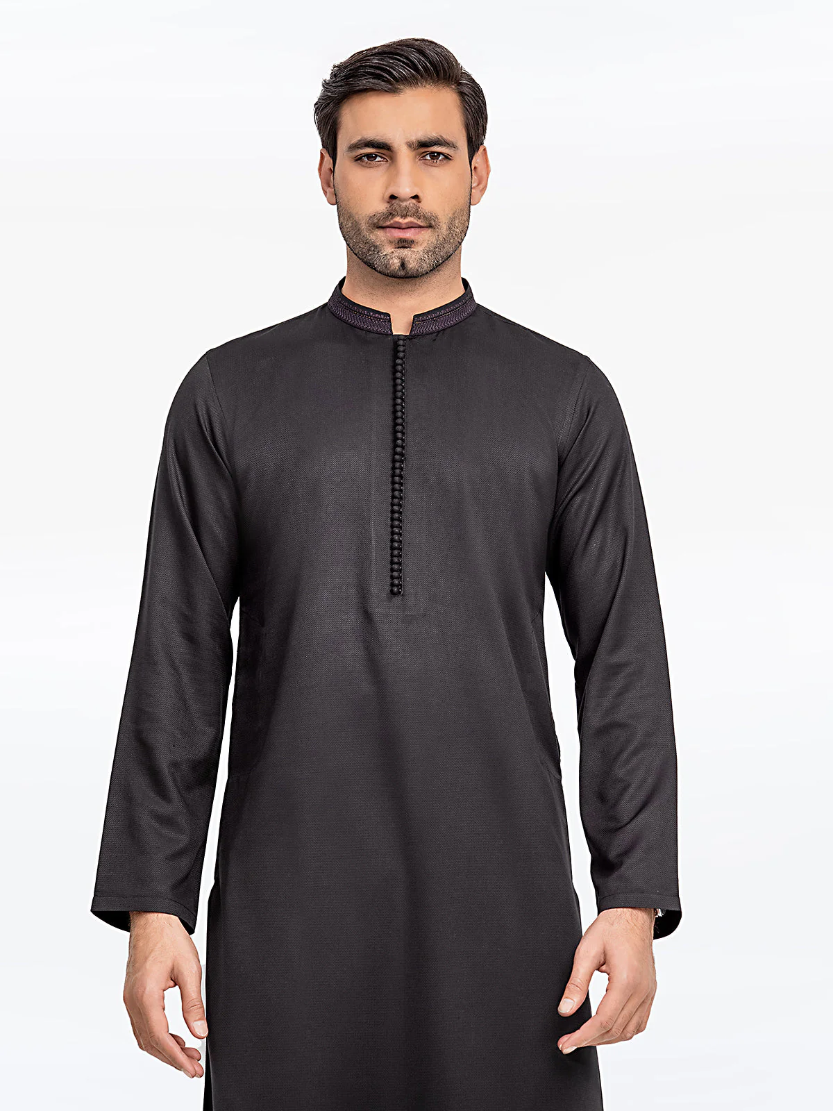 Men's Black Kurta - EMTK24-99427 - Image 2