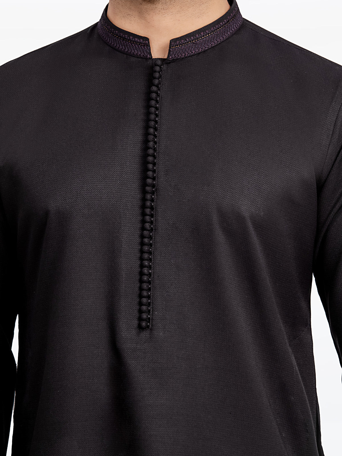 Men's Black Kurta - EMTK24-99427 - Image 4