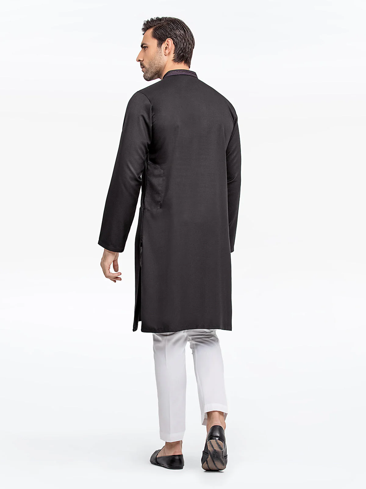 Men's Black Kurta - EMTK24-99427 - Image 5