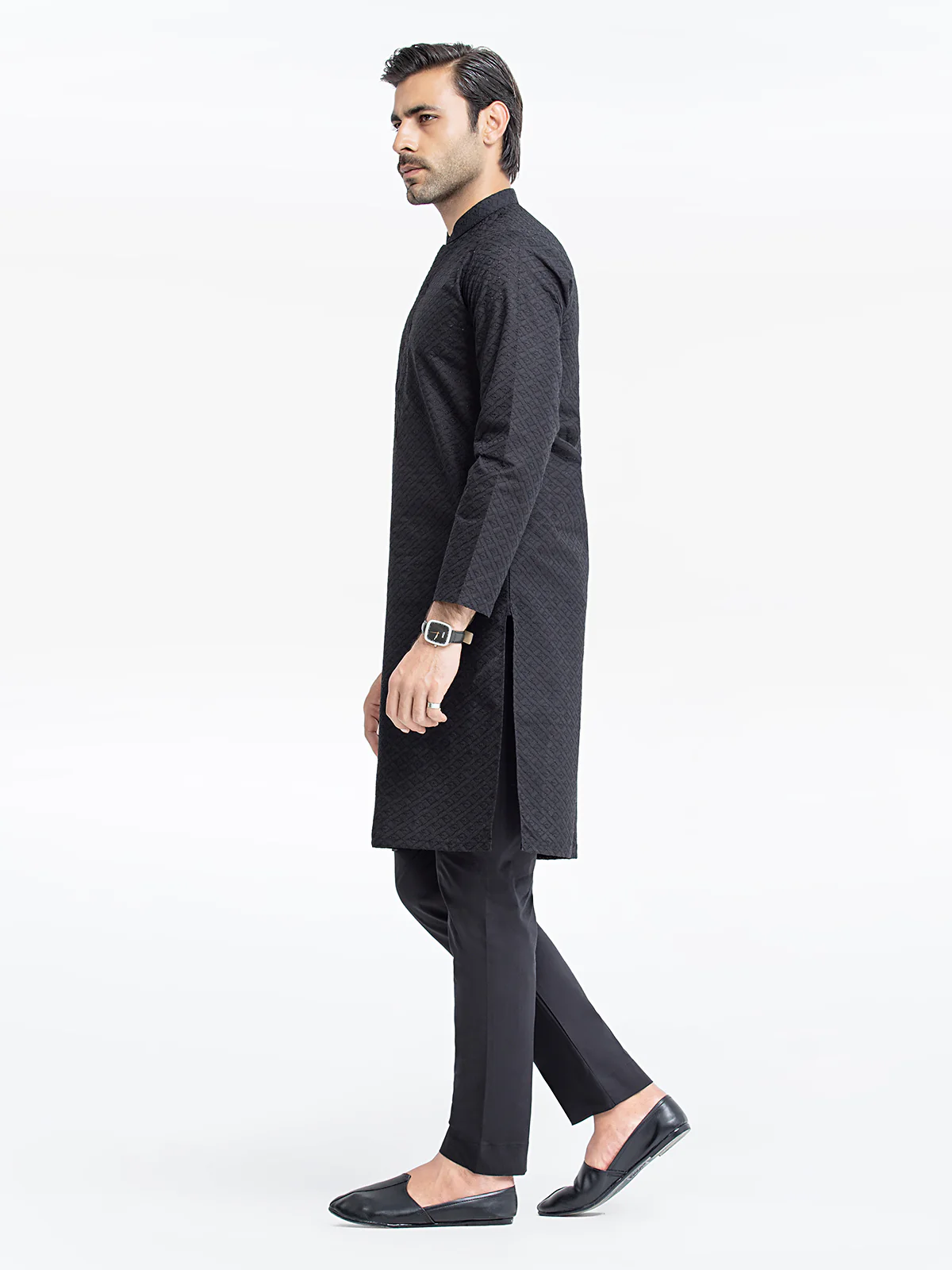 Men's Black Kurta - EMTK24-99438 - Image 3