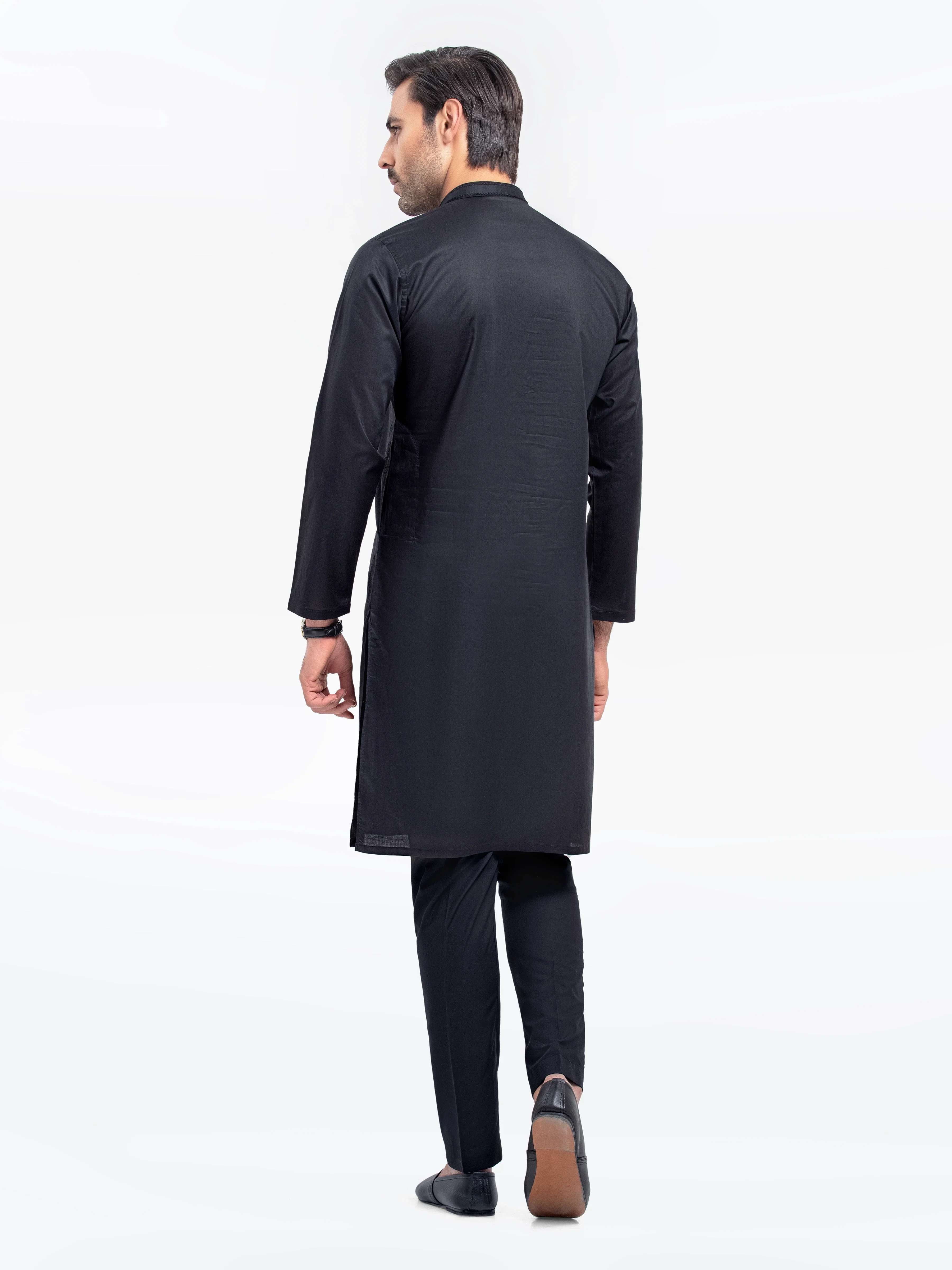 Men's Black Kurta - EMTK25S-99495 - Image 5