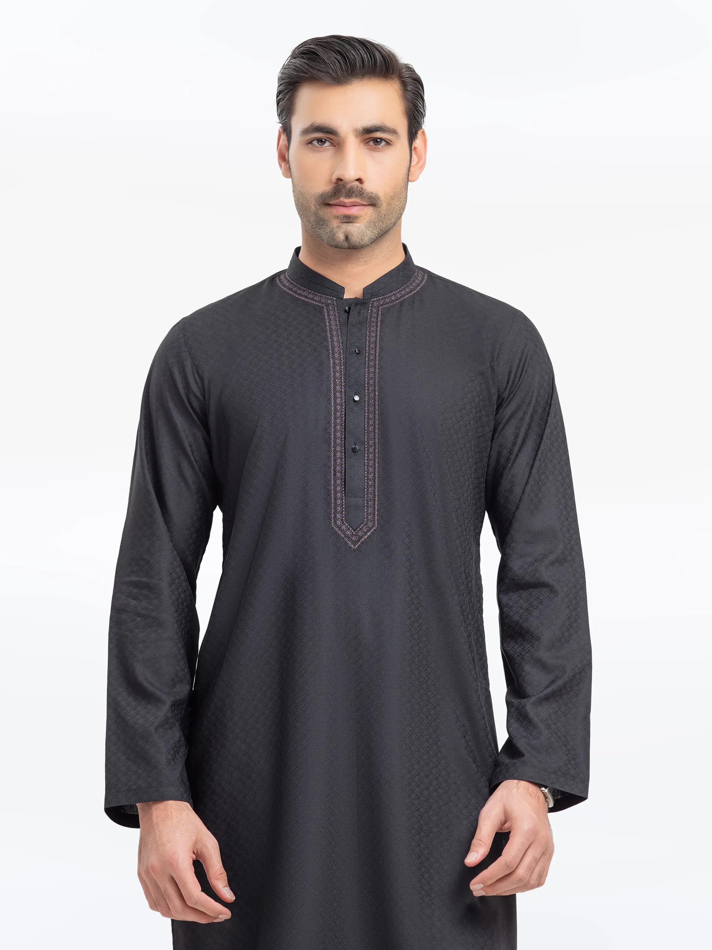 Men's Black Kurta - EMTK5-99529 - Image 3