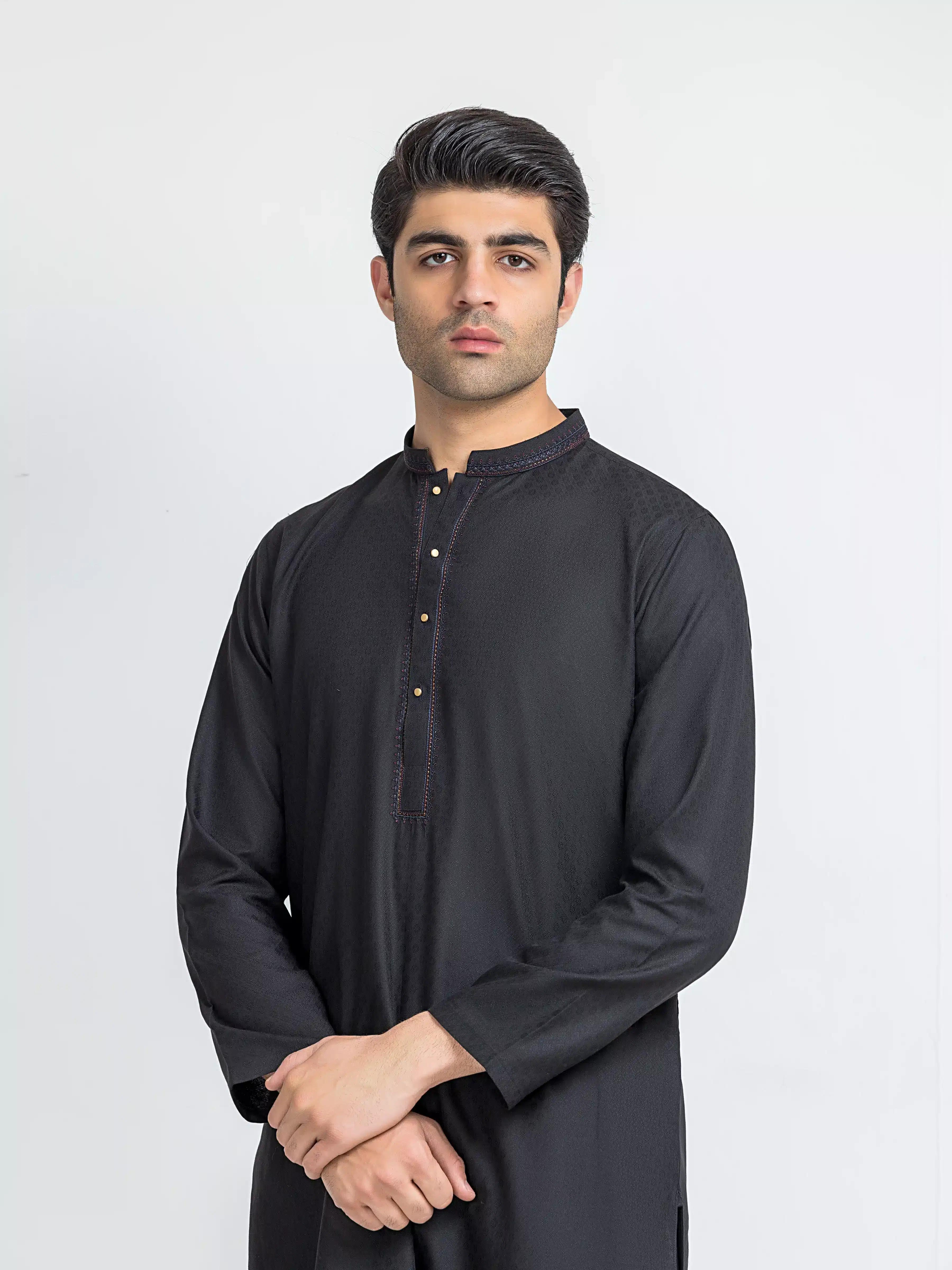 Men's Black Kurta - EMTK5-99633 - Image 2