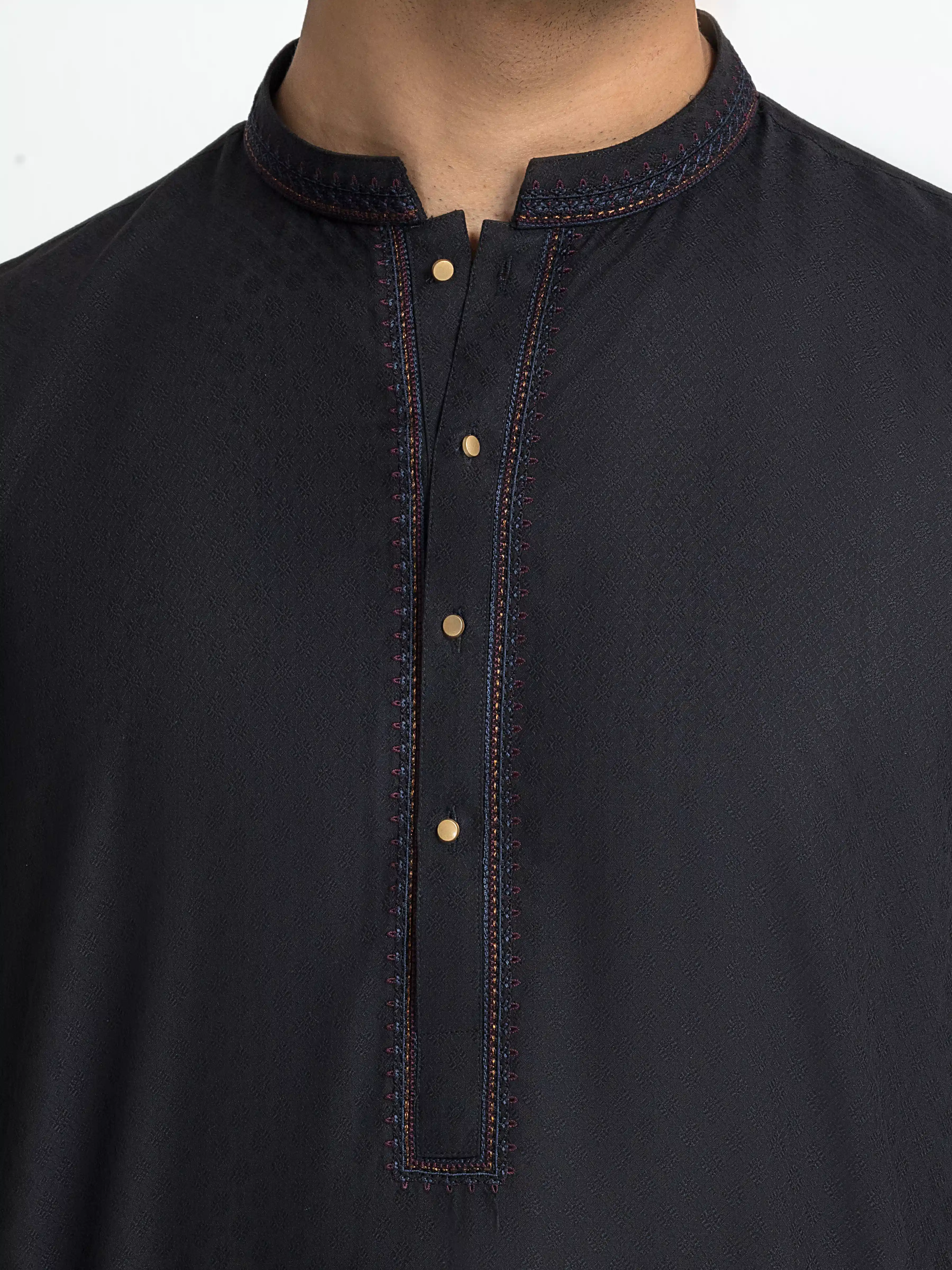 Men's Black Kurta - EMTK5-99633 - Image 3