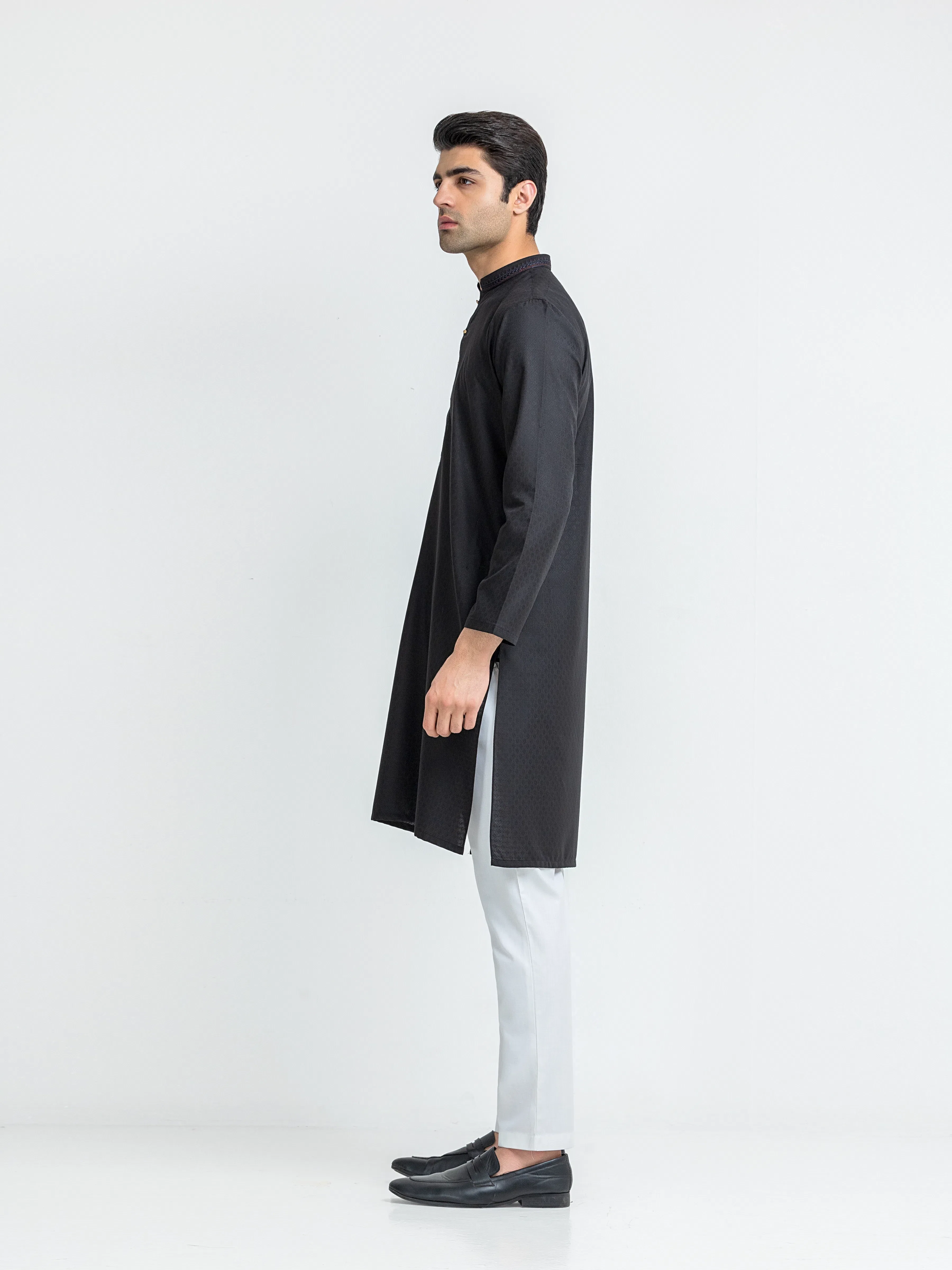 Men's Black Kurta - EMTK5-99633 - Image 4