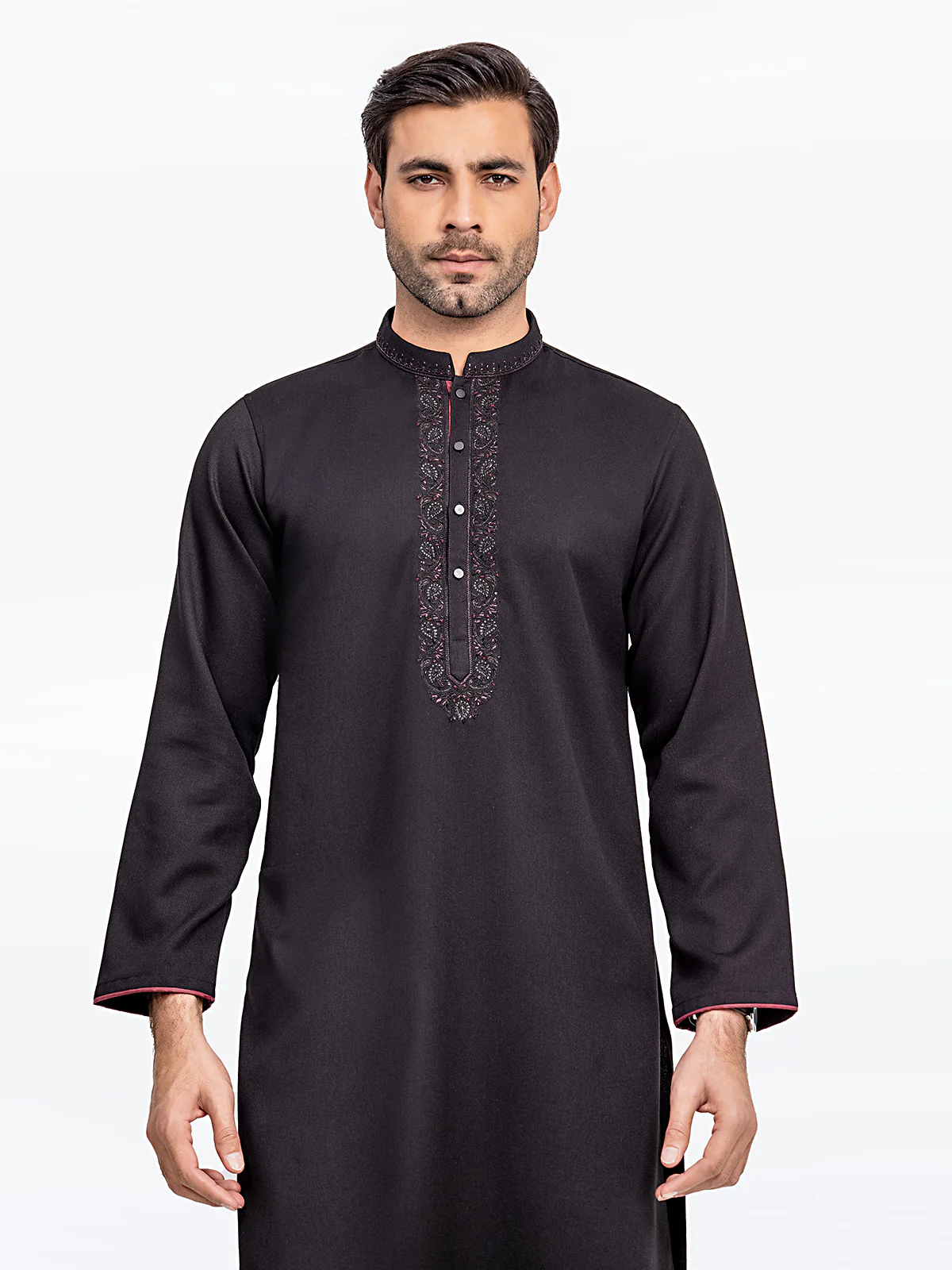 Men's Black Kurta - EMTKC23-095 - Image 4