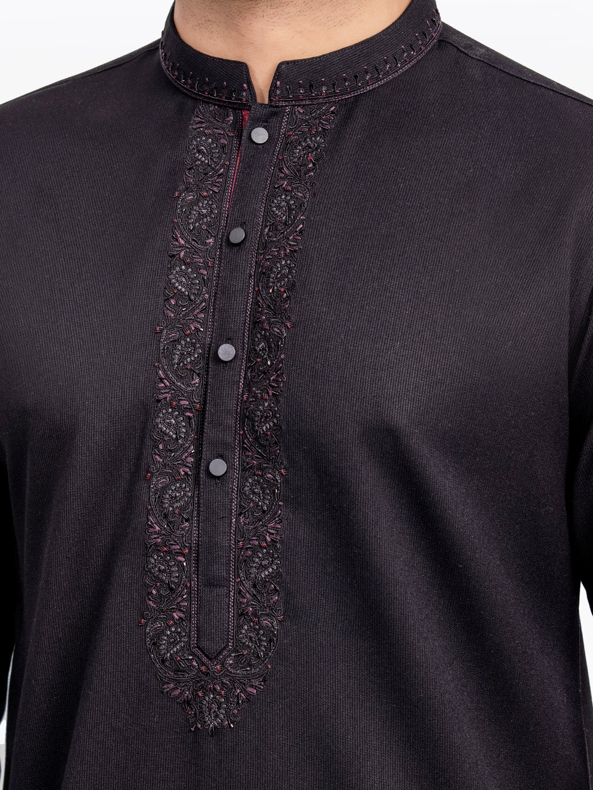 Men's Black Kurta - EMTKC23-095 - Image 5
