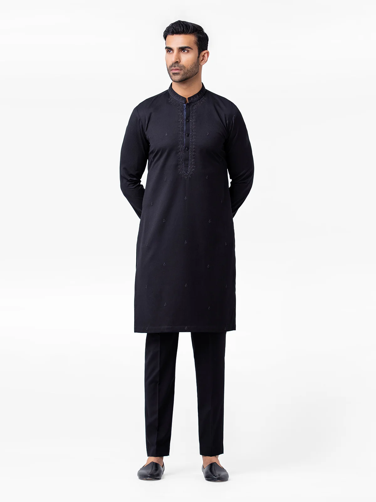Men's Black Kurta - EMTKC23-097