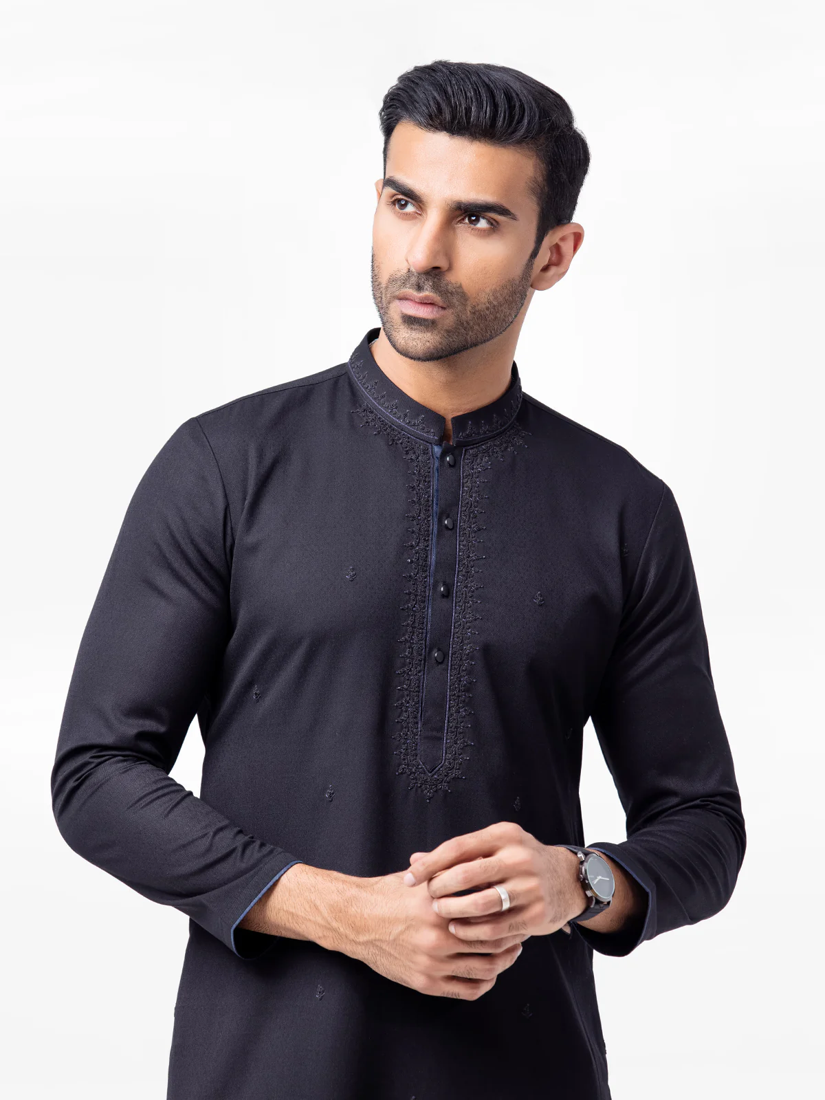Men's Black Kurta - EMTKC23-097 - Image 3