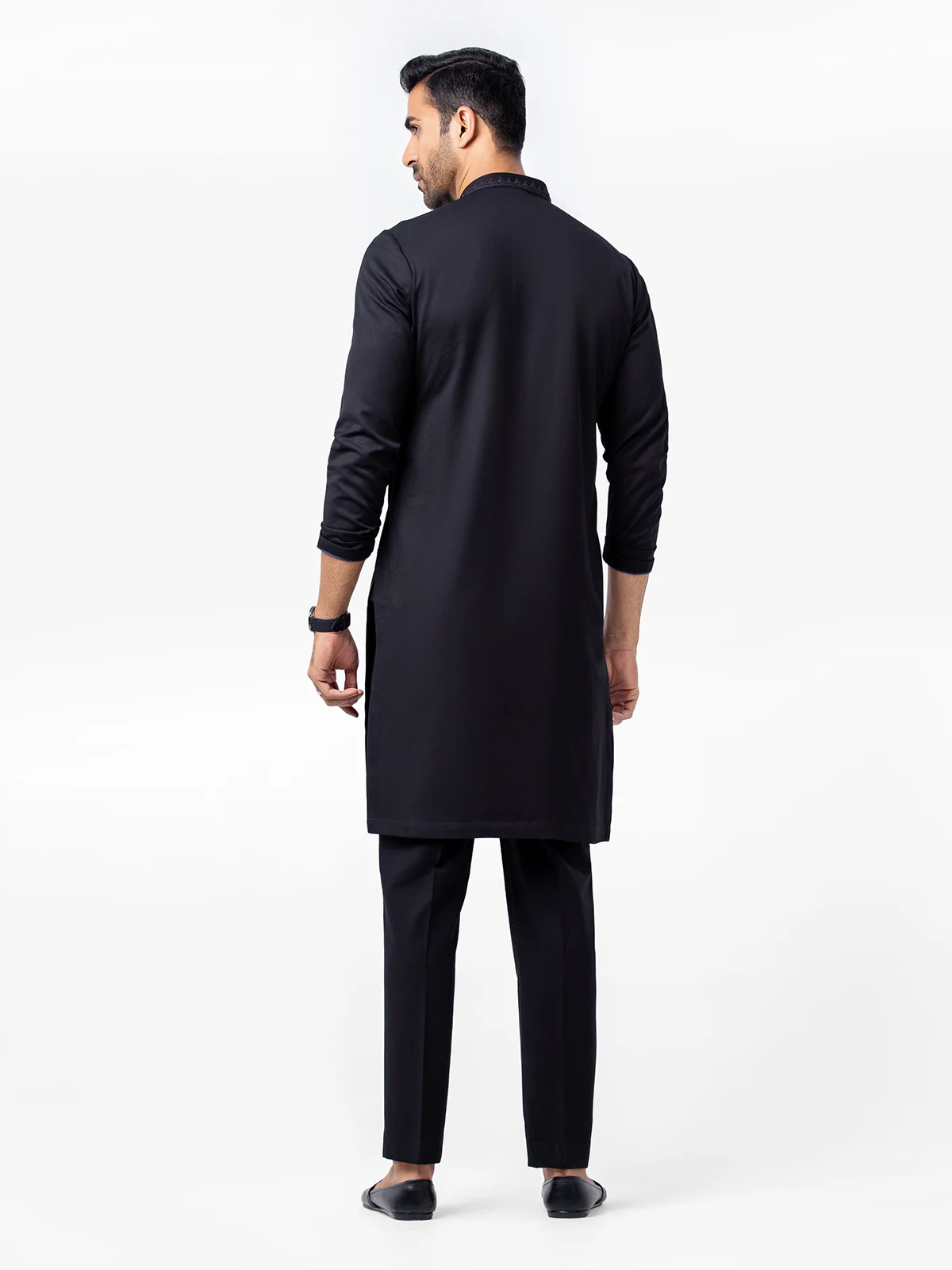 Men's Black Kurta - EMTKC23-097 - Image 5