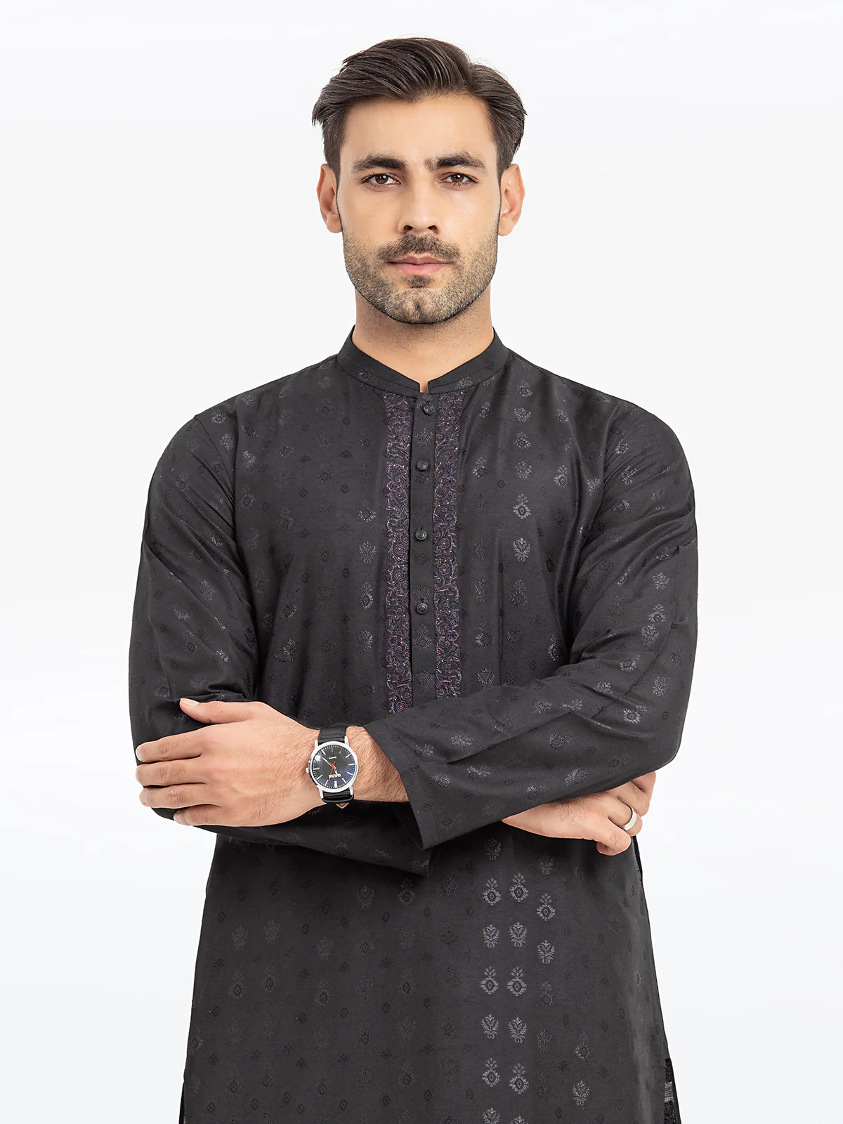 Men's Black Kurta - EMTKC24-120 - Image 2