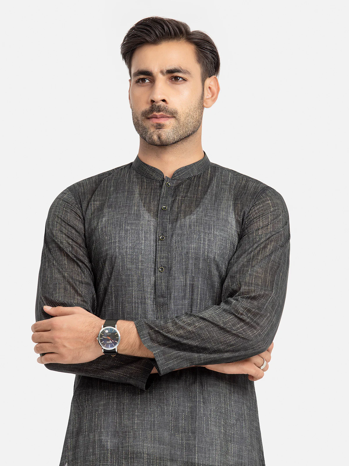 Men's Black Kurta - EMTKC24-127 - Image 2