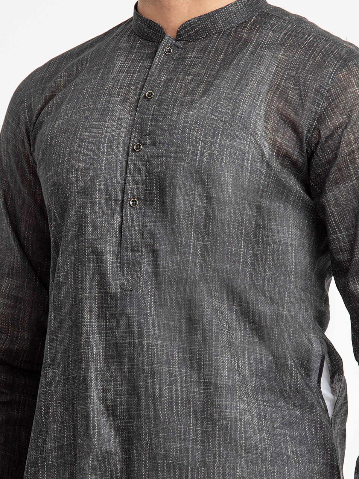 Men's Black Kurta - EMTKC24-127 - Image 3