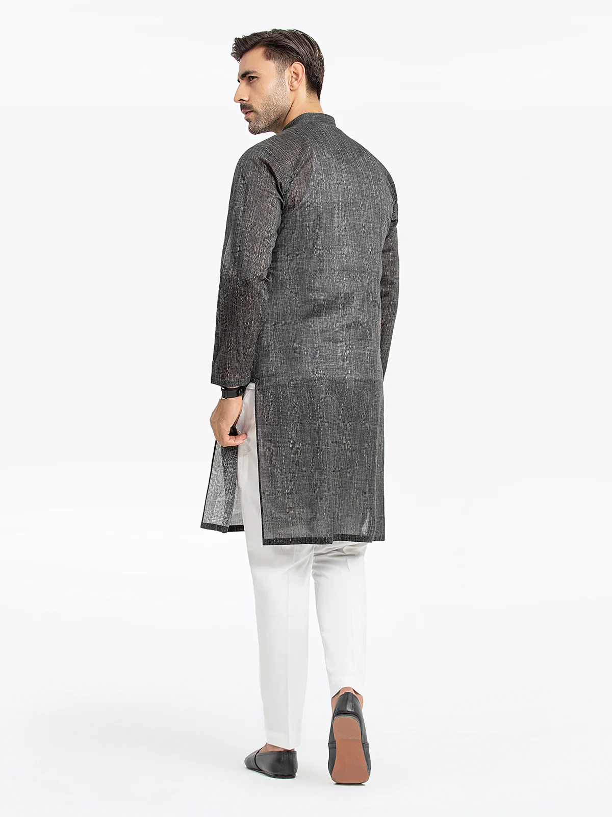 Men's Black Kurta - EMTKC24-127 - Image 5