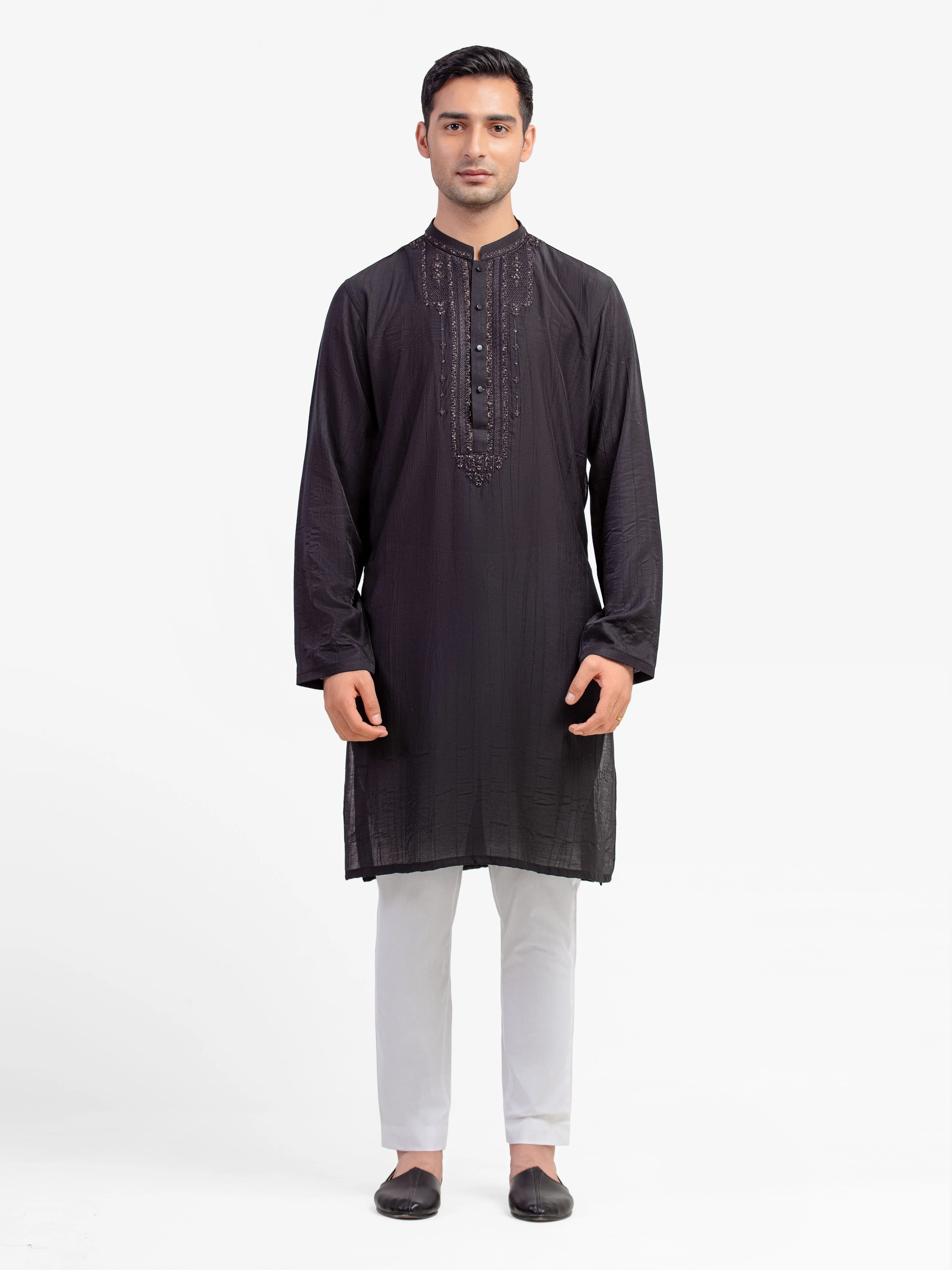 Men's Black Kurta - EMTKC5-155