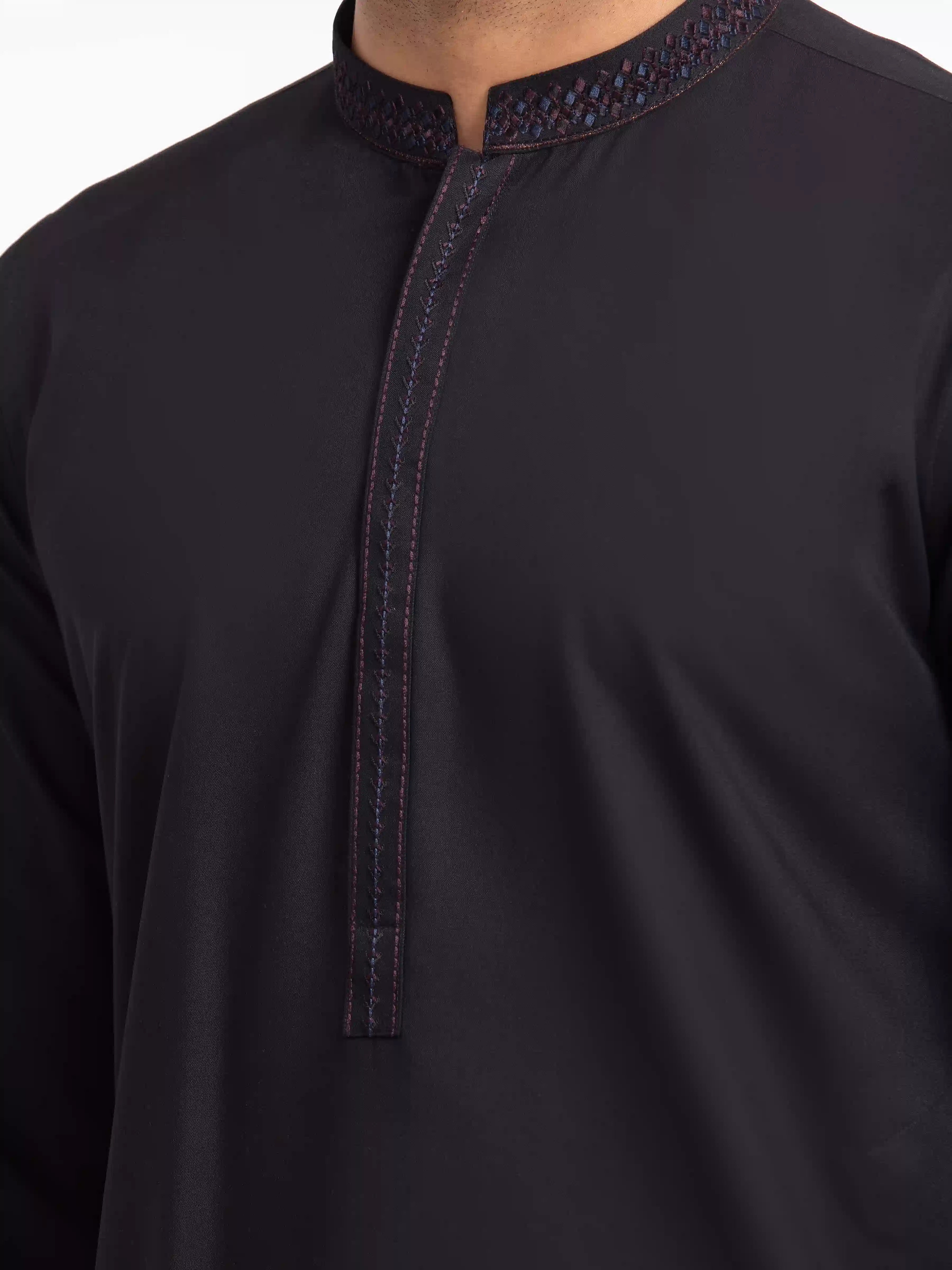 Men's Black Kurta Pajama - EMTKPT24-043 - Image 3