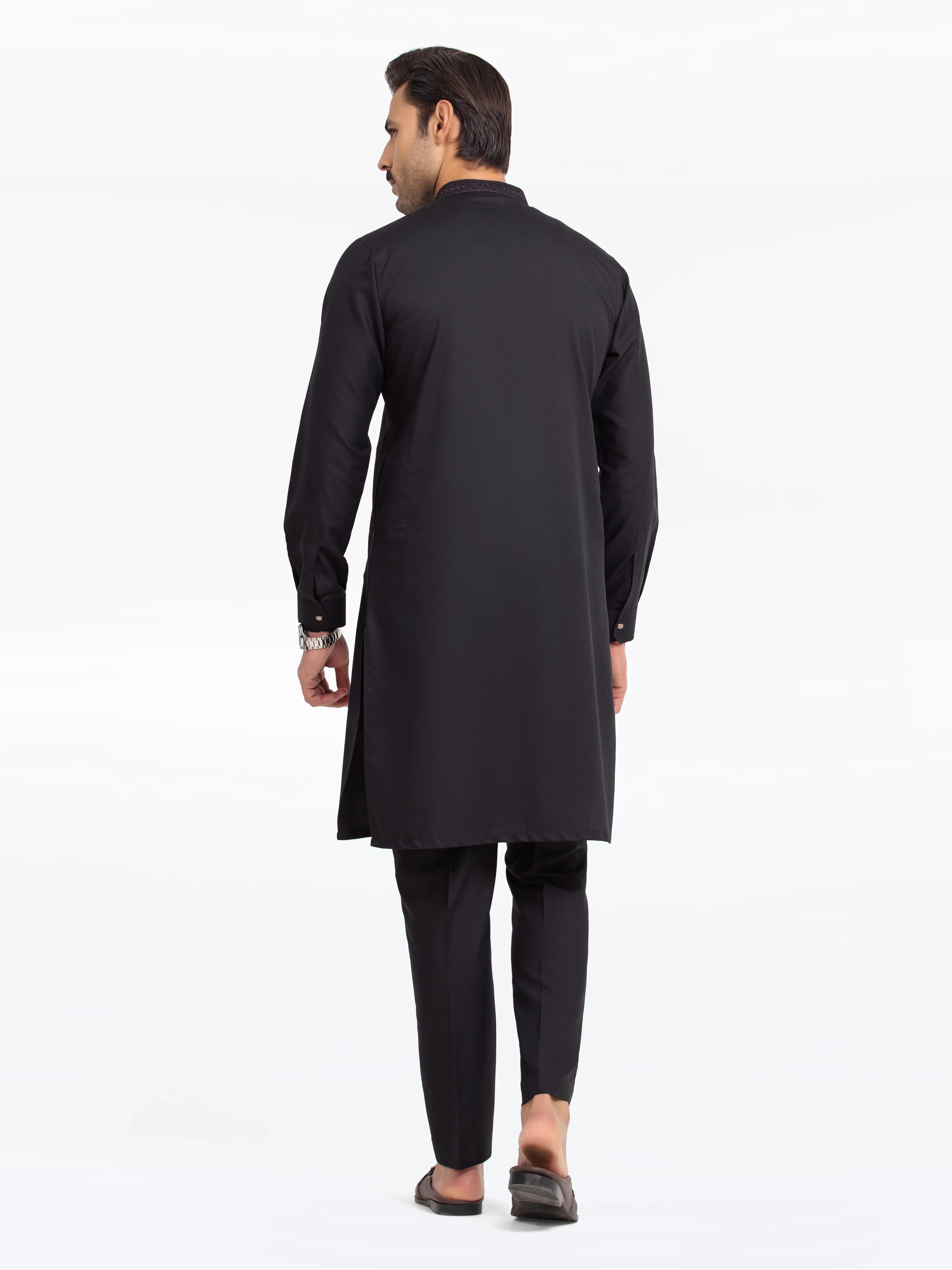 Men's Black Kurta Pajama - EMTKPT24-043 - Image 5