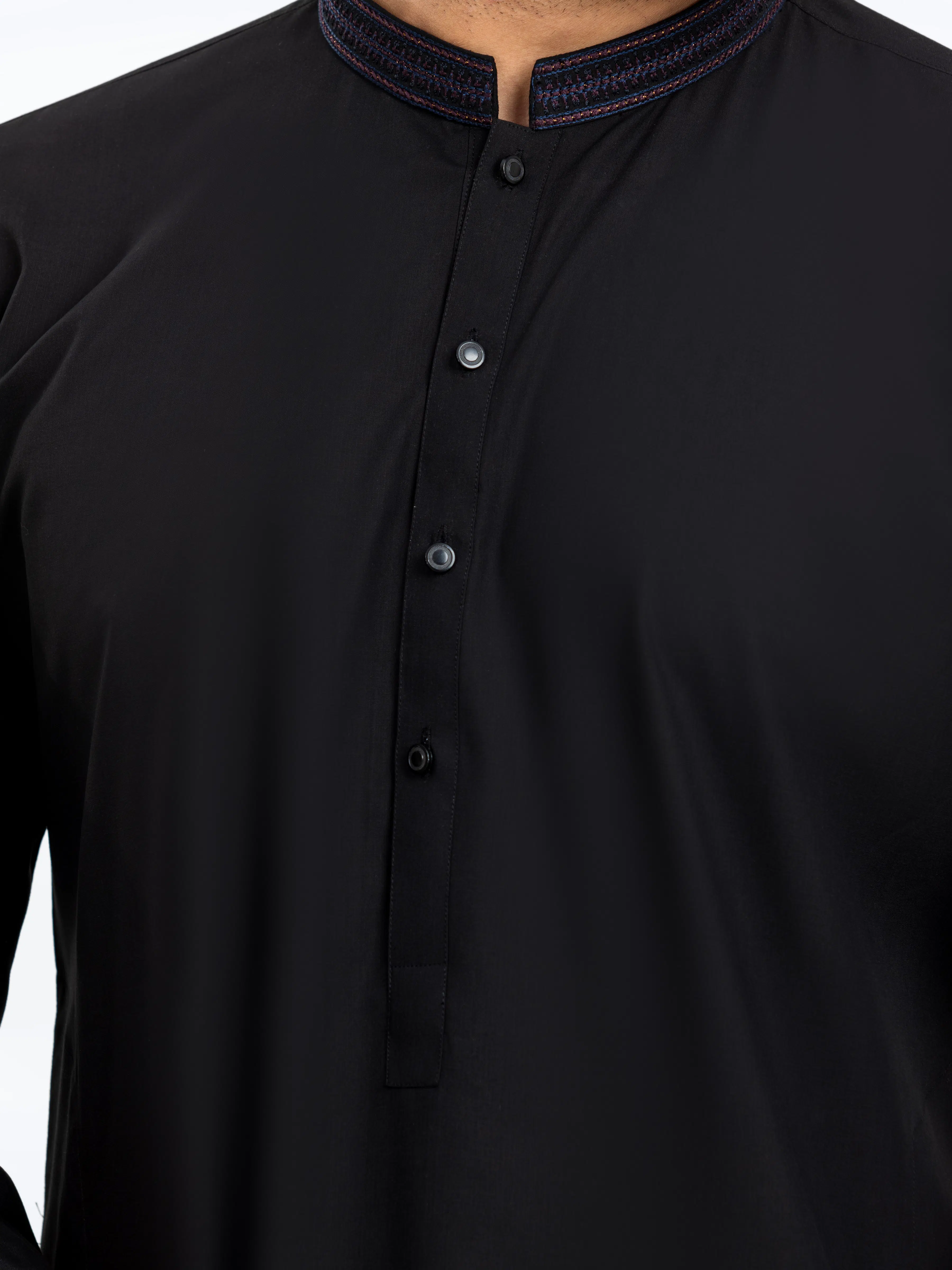 Men's Black Kurta Pajama - EMTKPT24S-032 - Image 3