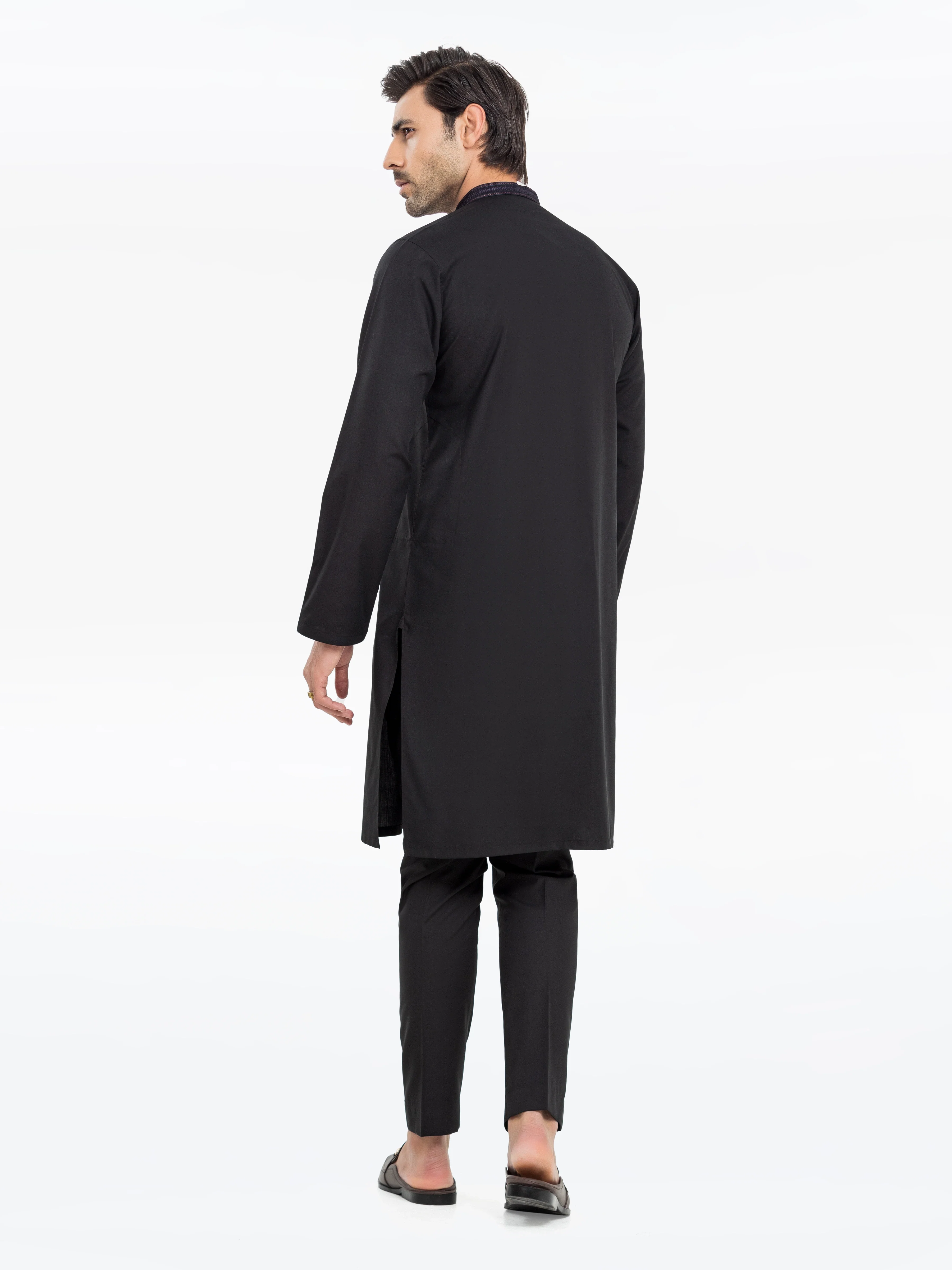 Men's Black Kurta Pajama - EMTKPT24S-032 - Image 5