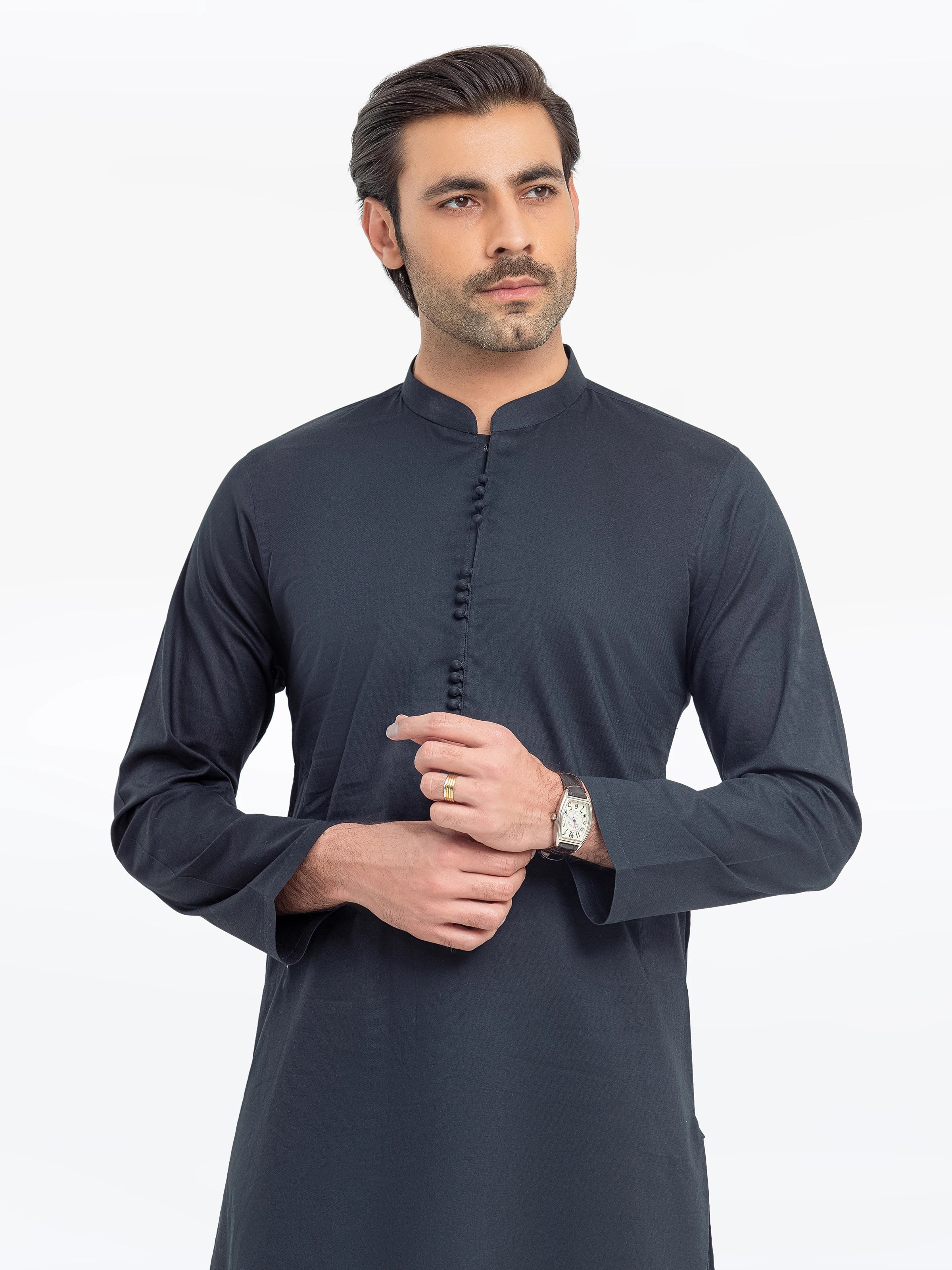Men's Black Kurta Pajama - EMTKPT5-062 - Image 2