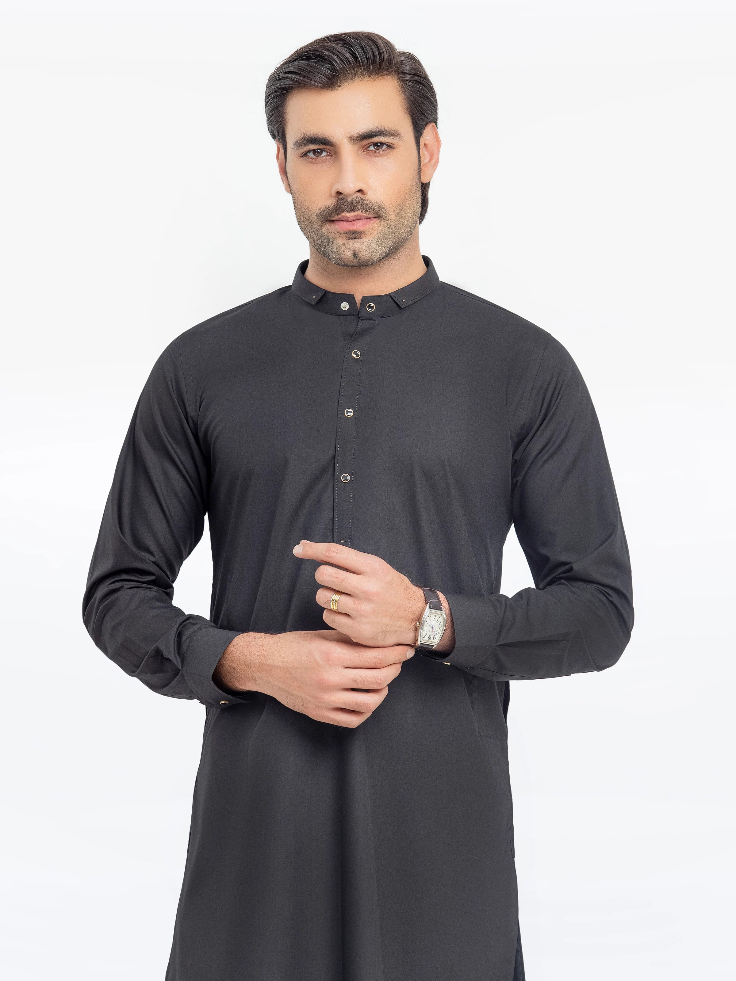 Men's Black Kurta Pajama - EMTKPT5-067 - Image 2