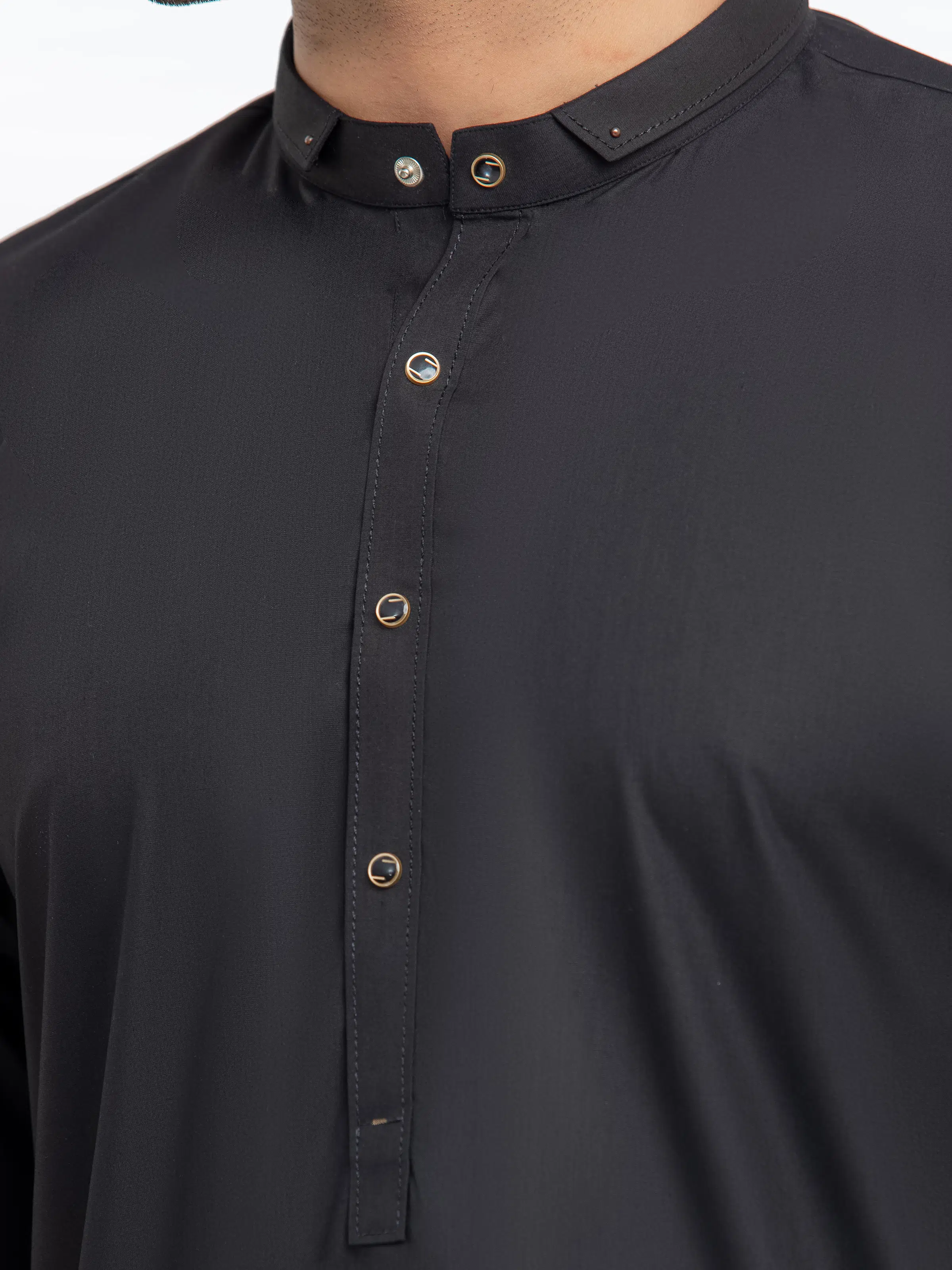 Men's Black Kurta Pajama - EMTKPT5-067 - Image 3