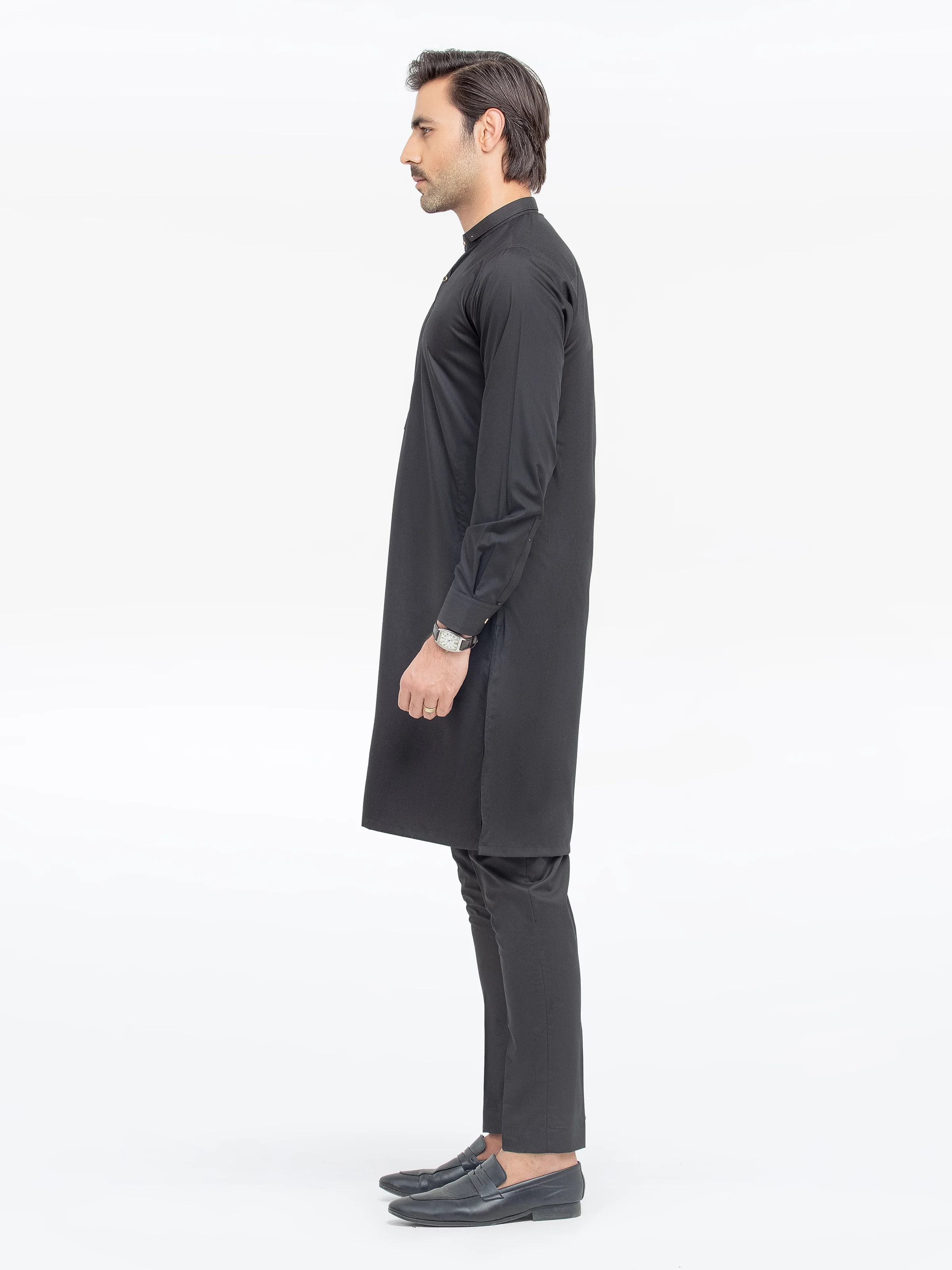 Men's Black Kurta Pajama - EMTKPT5-067 - Image 4