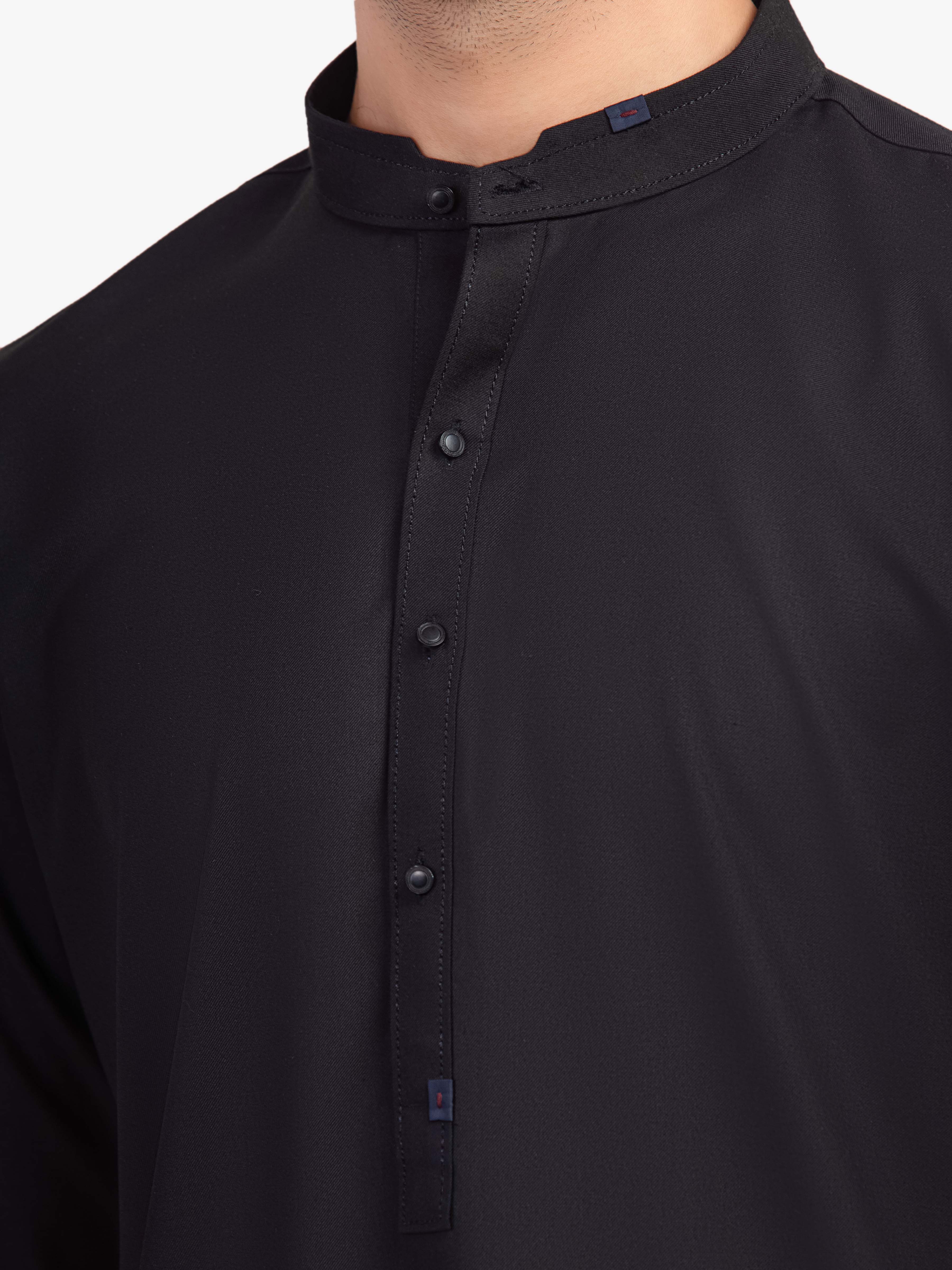 Men's Black Kurta Pajama - EMTKPT5-075 - Image 3