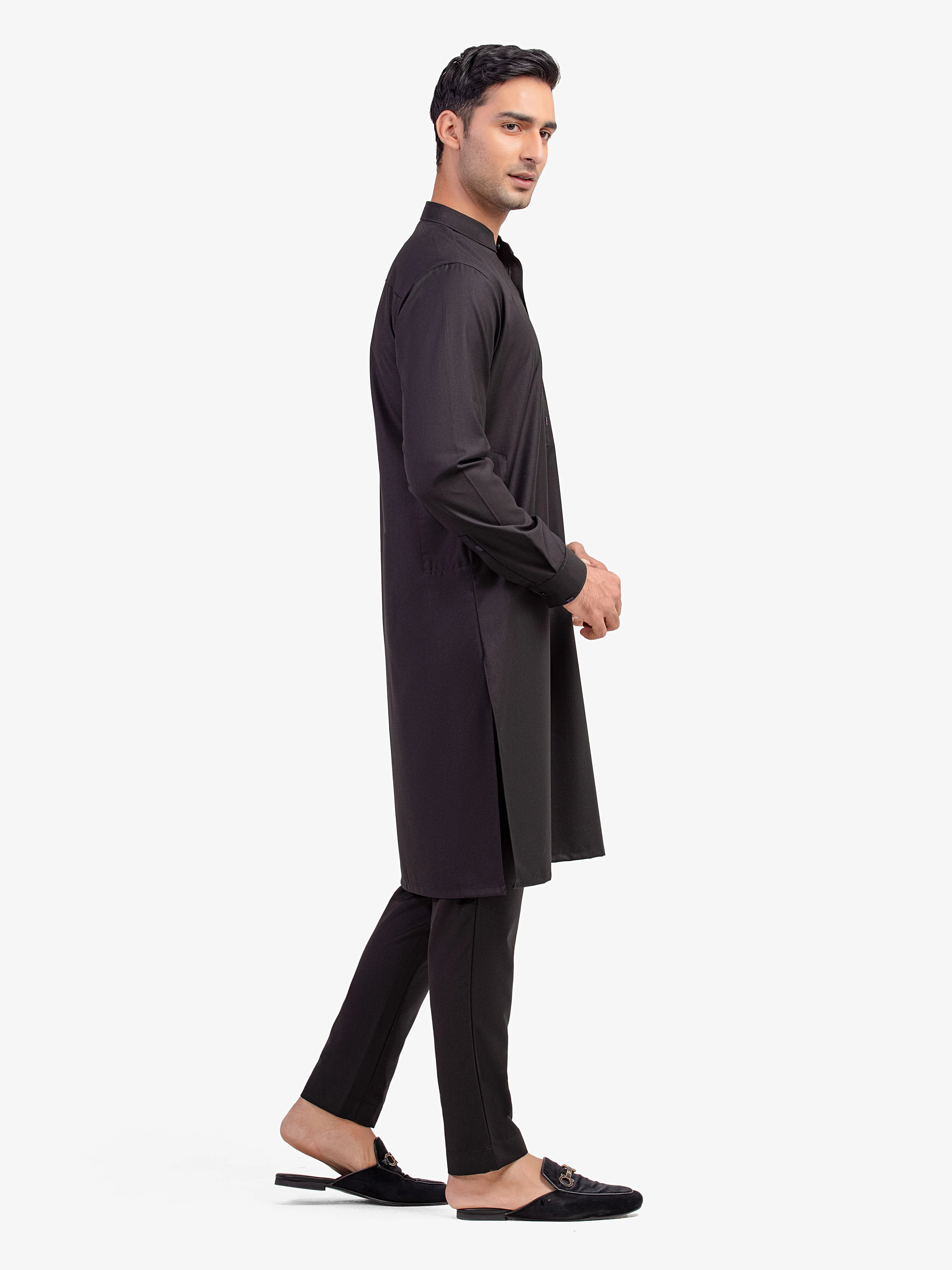 Men's Black Kurta Pajama - EMTKPT5-075 - Image 5