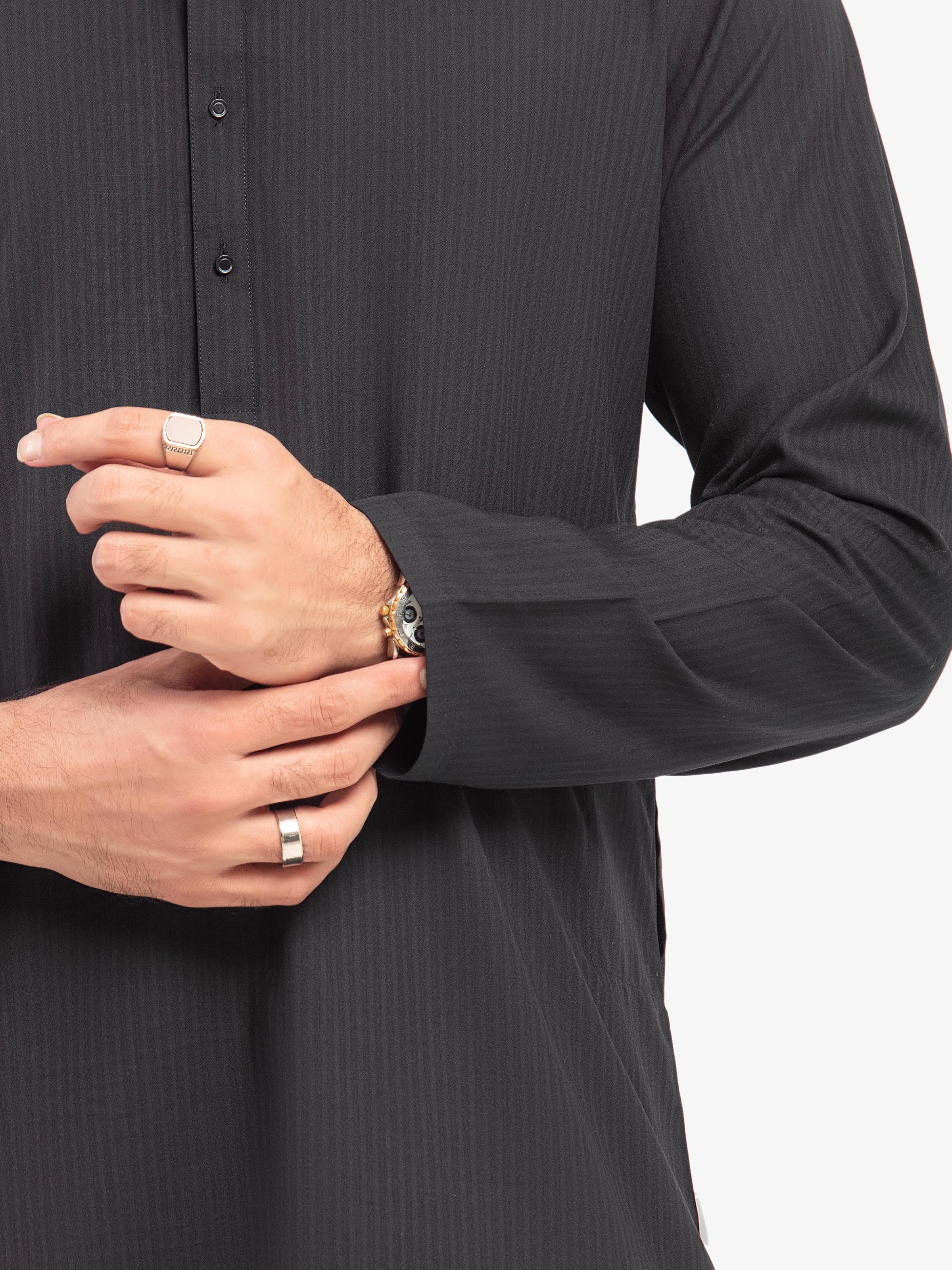 Men's Black Kurta Pajama - EMTKPT5-076 - Image 4