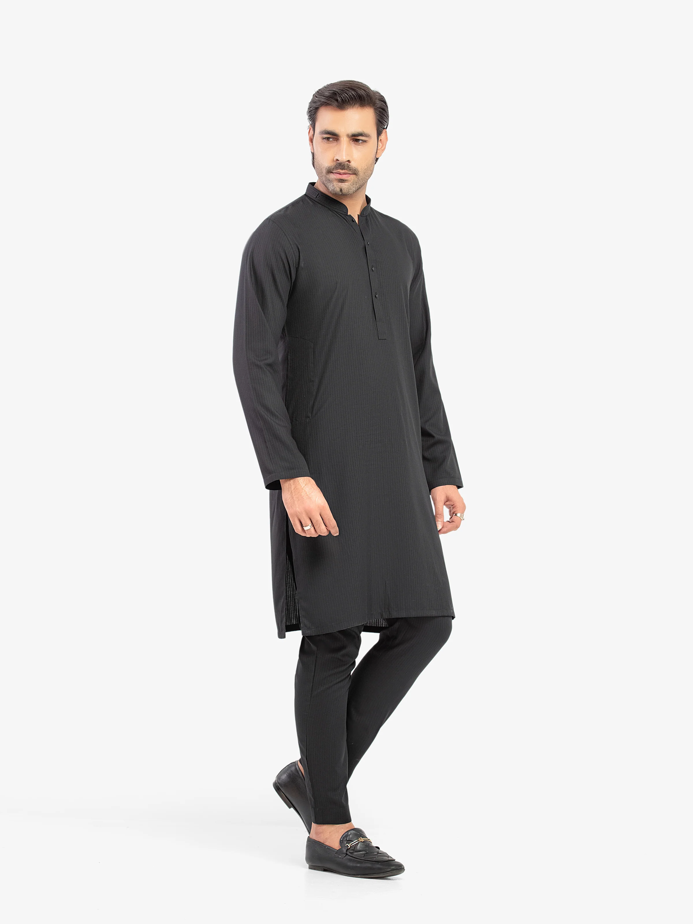 Men's Black Kurta Pajama - EMTKPT5-076 - Image 5